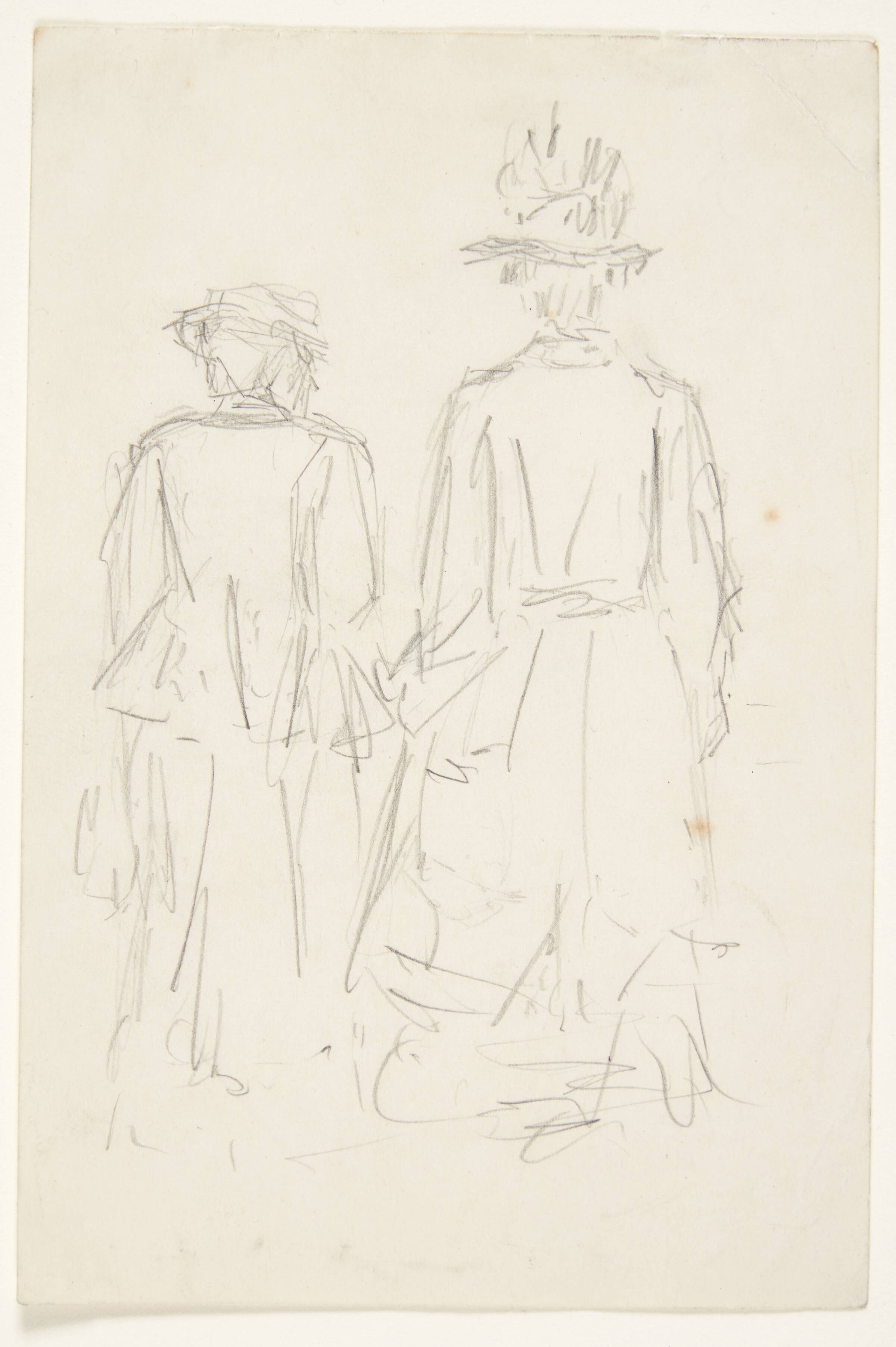 Skitsebogsblad med to damer set bagfra, Aksel Jørgensen, 1905-1909