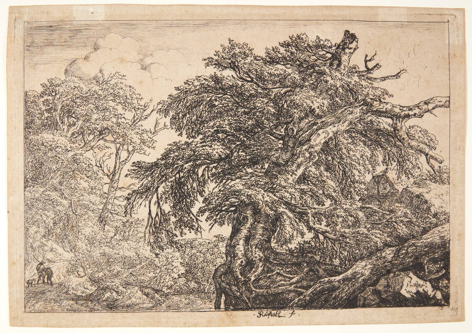 To bønder med deres hund, by Jacob Isaacksz. van Ruisdael, 1628-1682