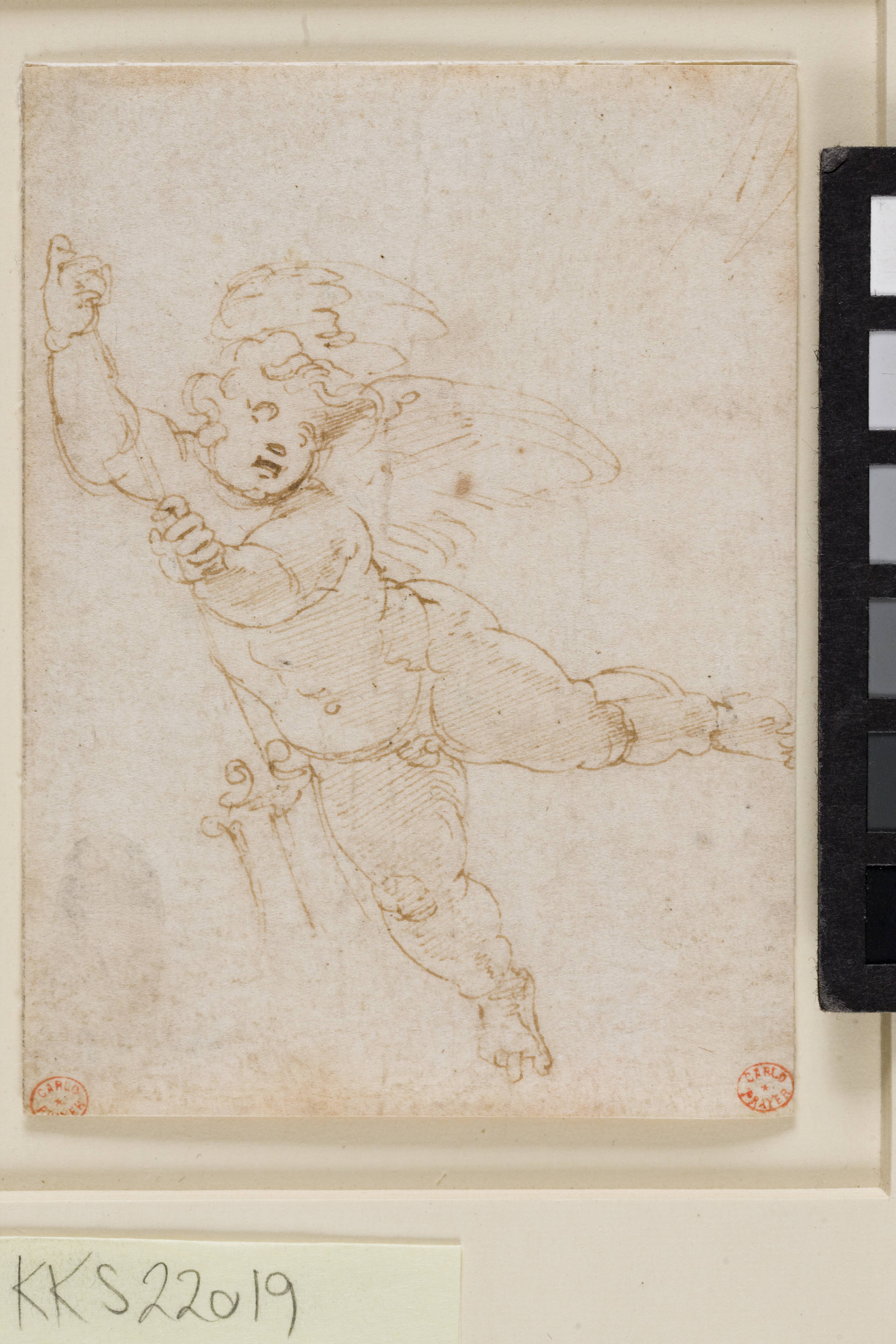 Winged putto with a trident