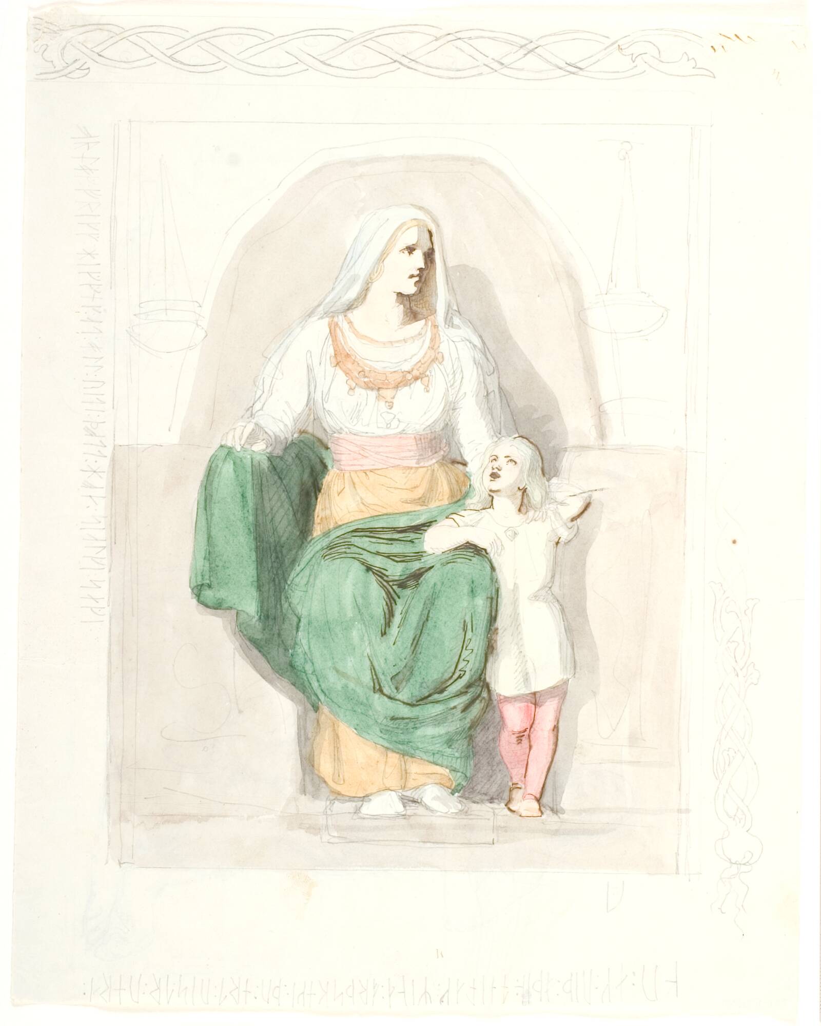 Frigga med Gersimi, Lorenz Frølich, 1844