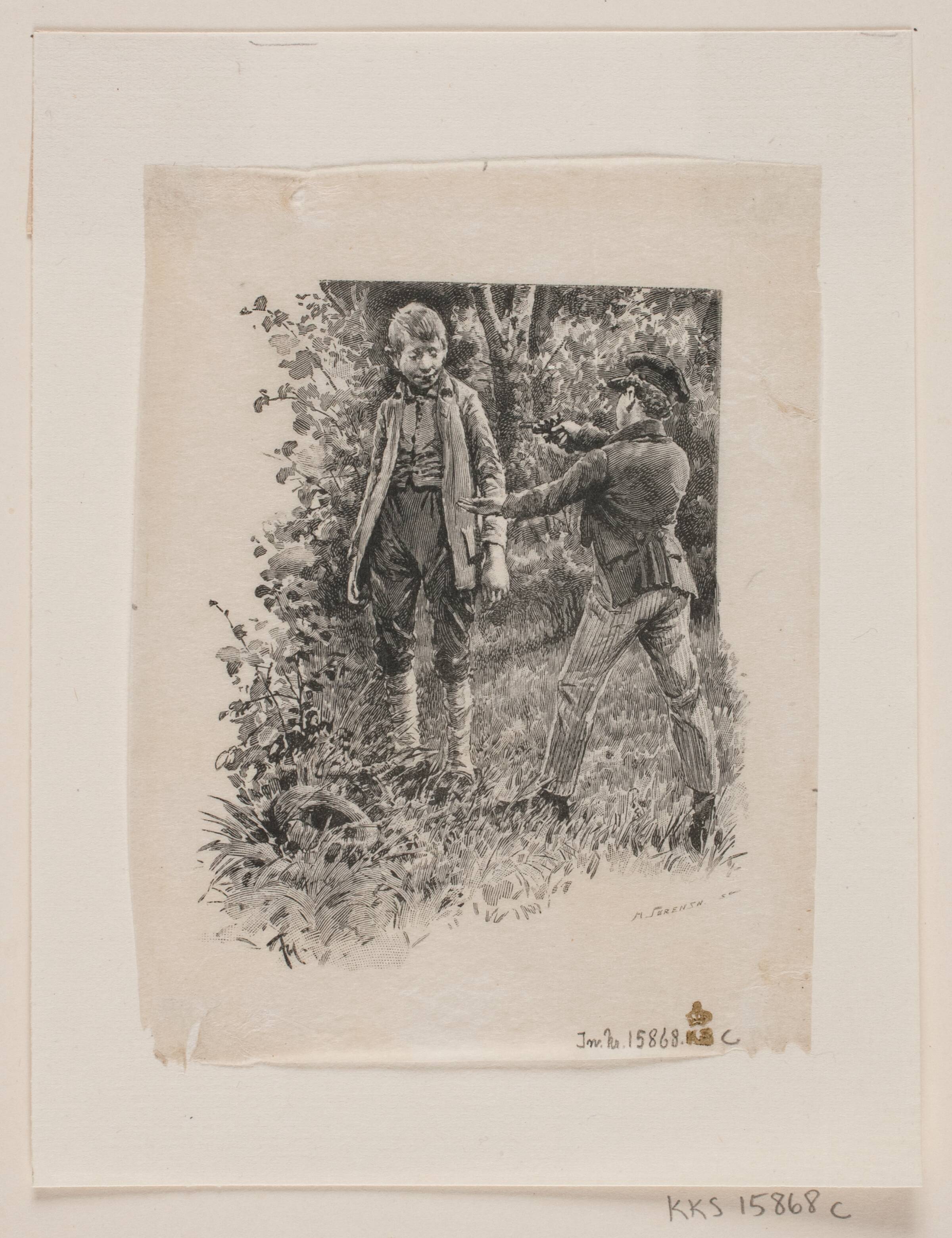 Prøvetryk til illustration til P. M. Møller: "En dansk students eventyr", Henrik Arnold Hamilkar Sørensen, 1884-1897
