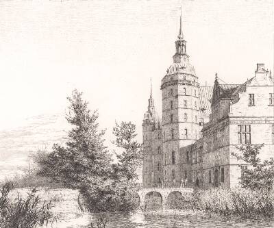 Frederiksborg Slot. Parti ved Møntbroen