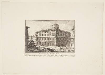 Mattei-grevernes Palazzo. 1. S. Caterina de Funari-kirken. 2. Fontæne foran Palazzo Mattei