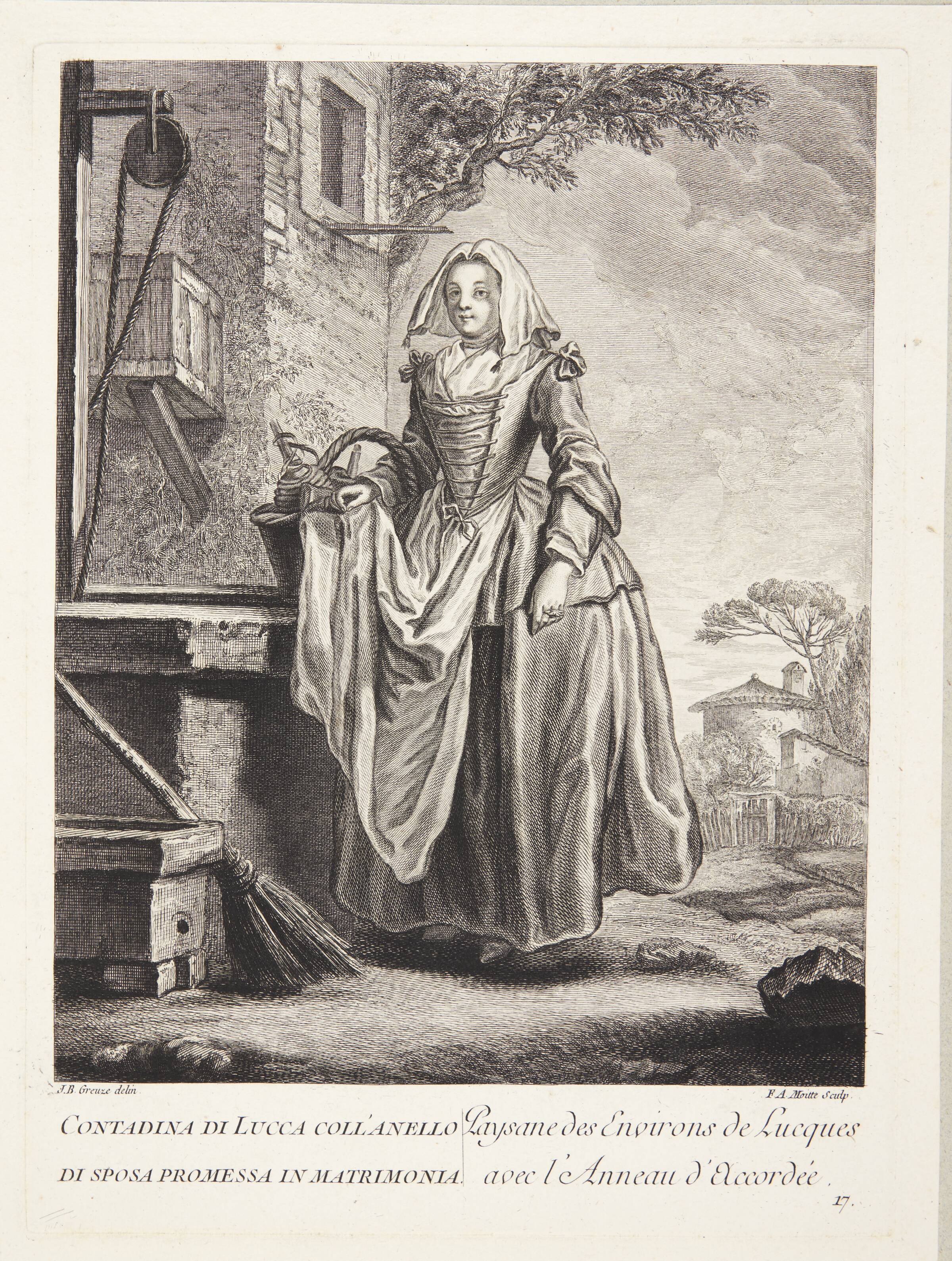 Bondepige fra Lucca (Paysane des Environs de Lucques avec l'Anneau d'Accordée), François Auguste Moitte, 1760-1769