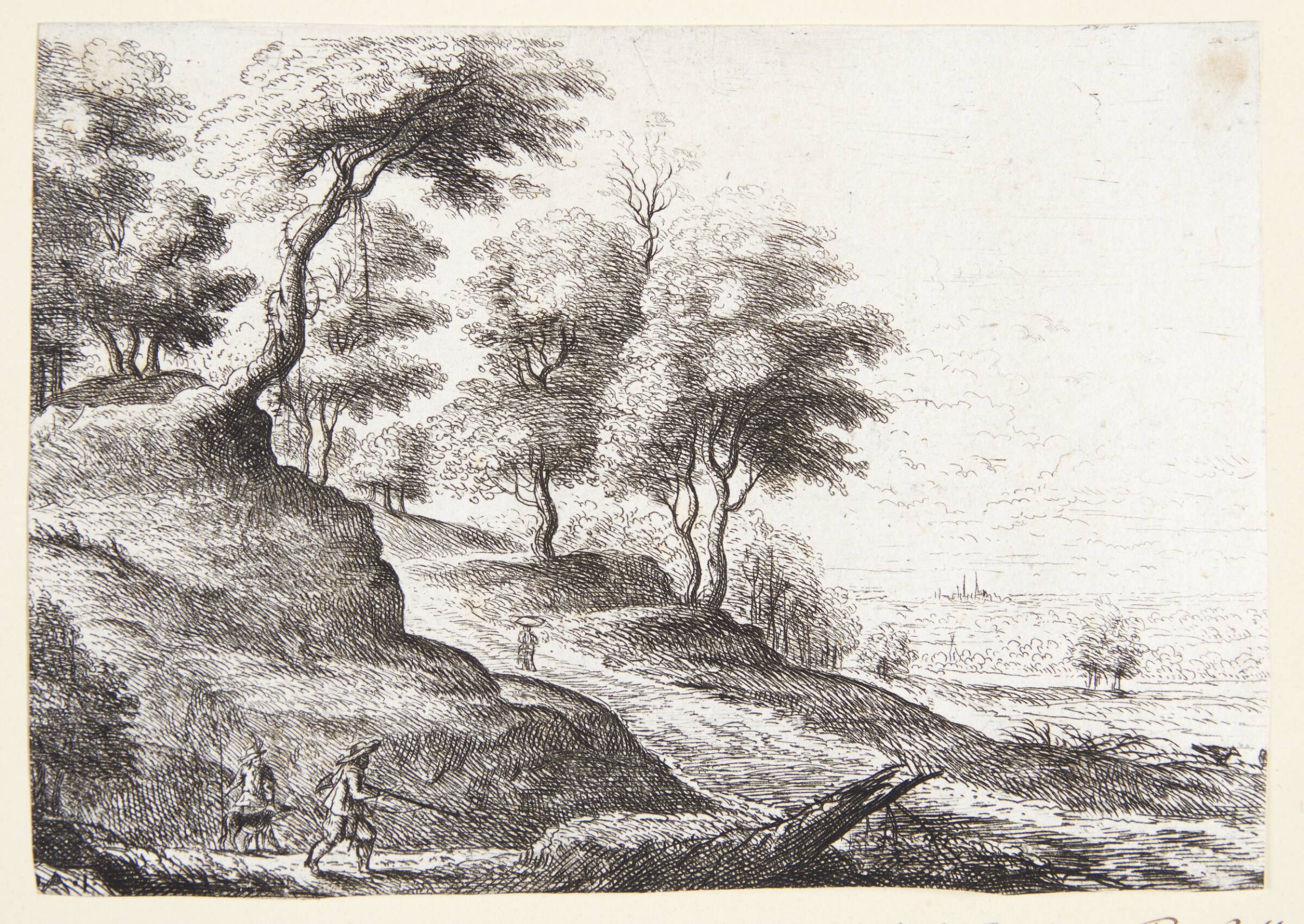 Landskab med to jægere, Philips Augustijn Immenraet, 1627-1679