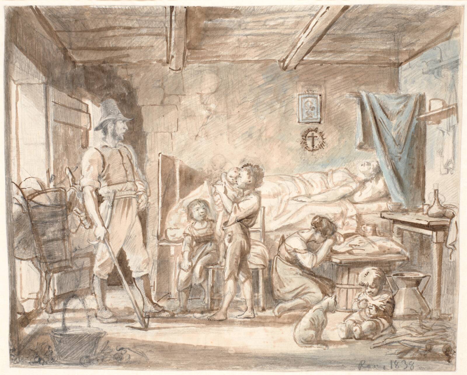 Hjemkomsten til de moderløse, Wilhelm Marstrand, 1838