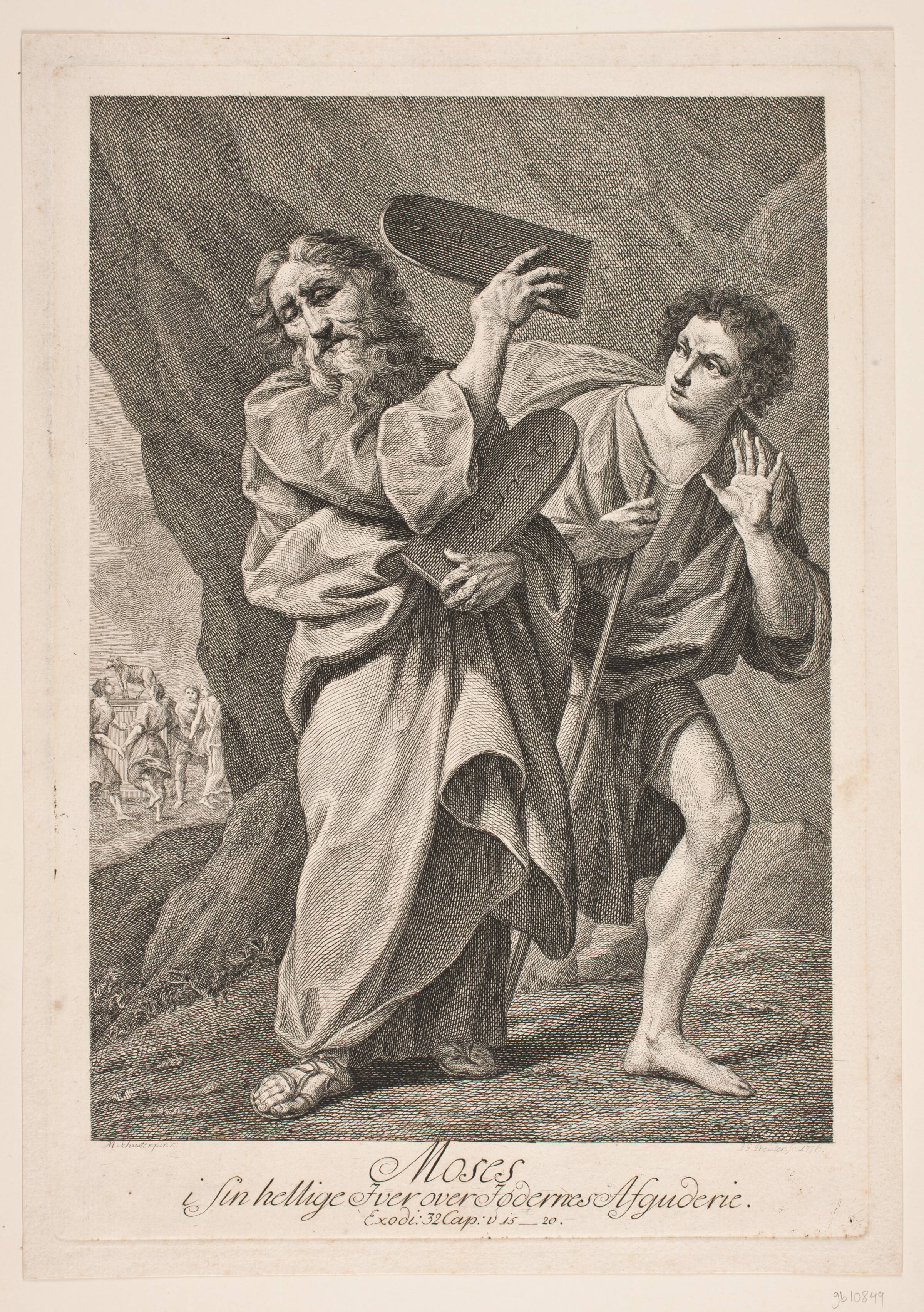 Moses i sin hellige iver over fødernes afguderi, J.G. Preisler, 1776