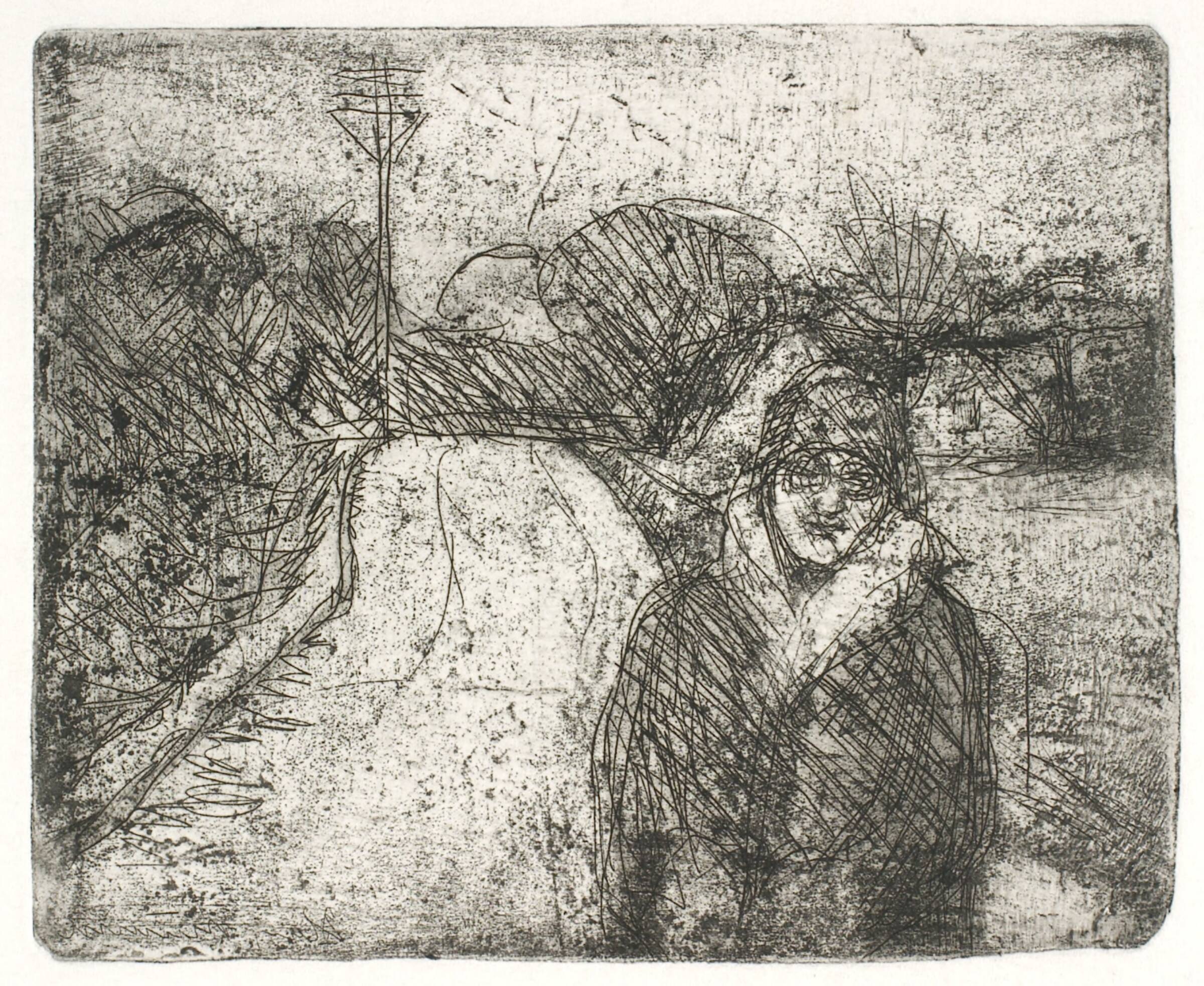 Landskab med kvinde gående på en vej, Henry Mumm, 1894-1981