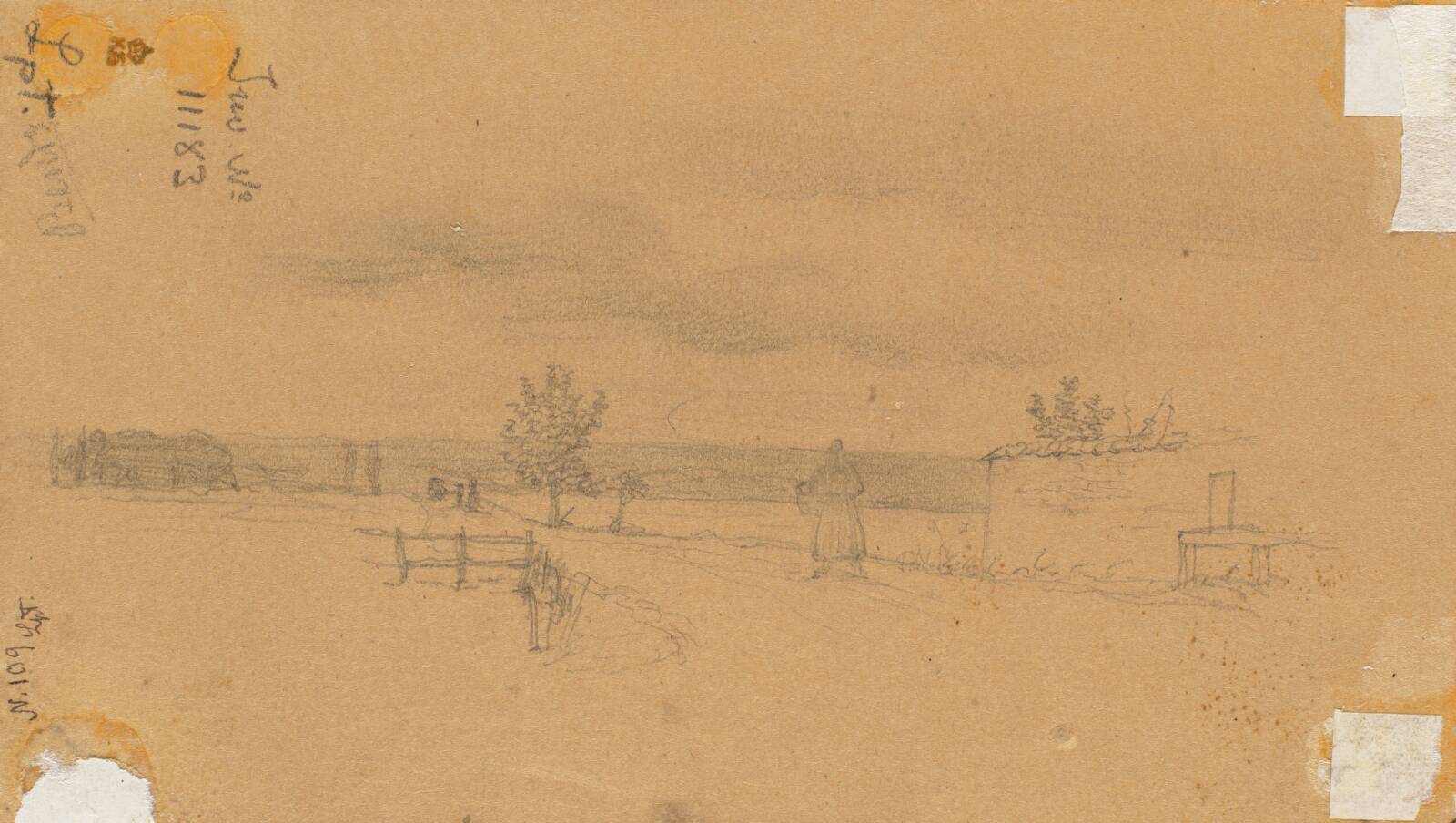 Landskab med gående figur, Wilhelm Bendz, 1831
