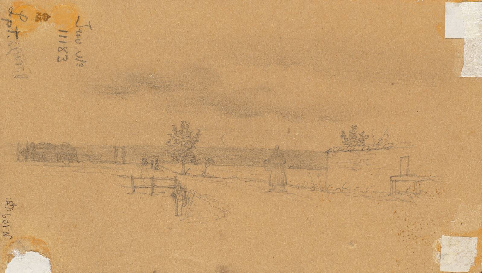 Landskab med gående figur, by Wilhelm Bendz, 1831