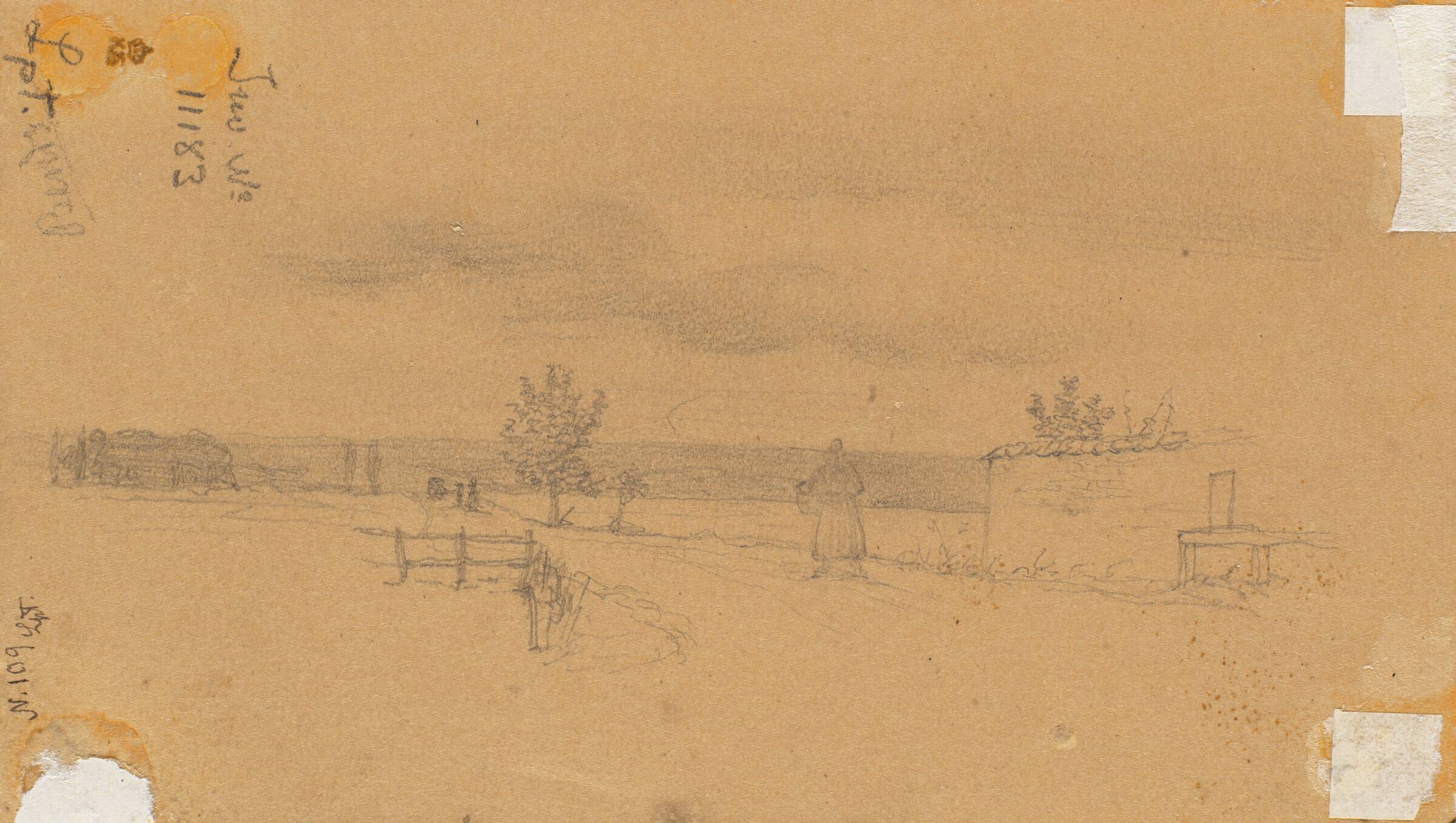 Landskab med gående figur, Wilhelm Bendz, 1831