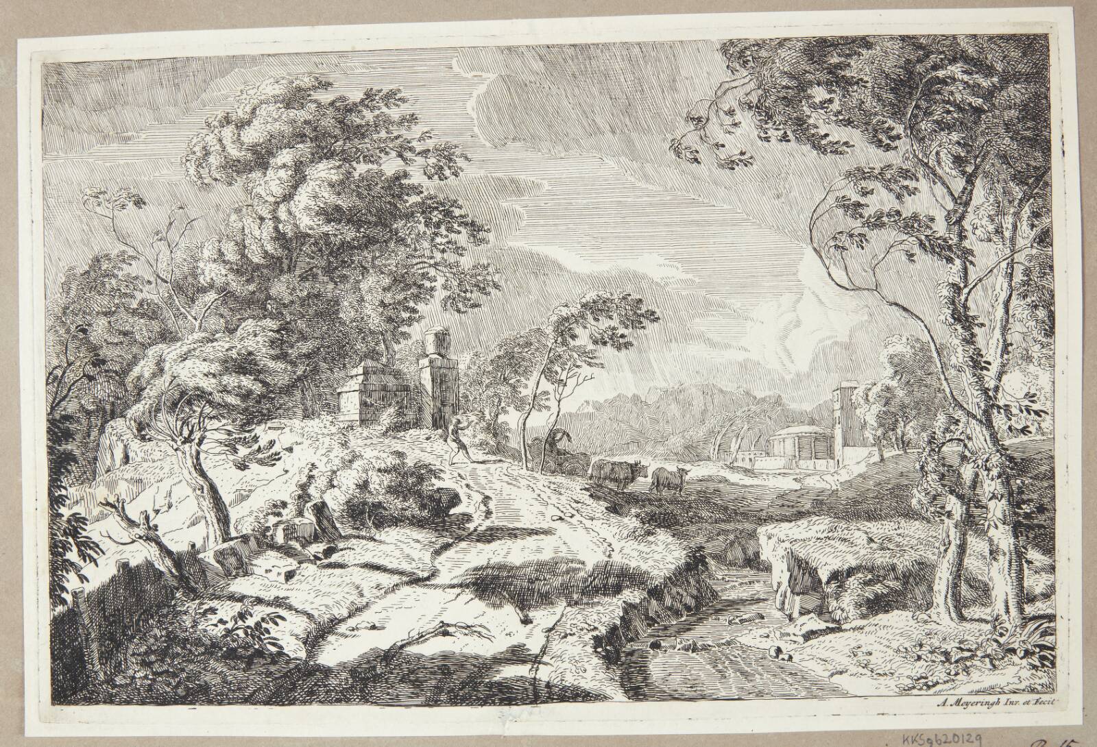 Klippelandskab i en storm, Albert Meyering, 1645-1714