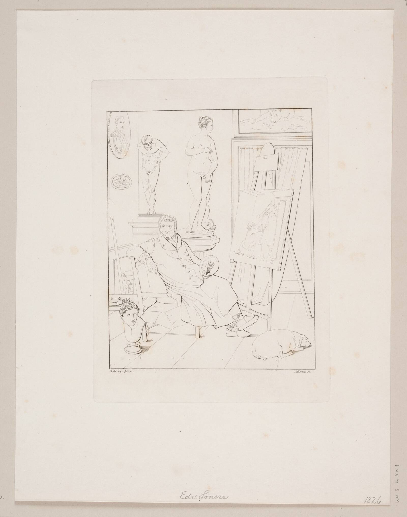 C.A. Lorentzen i sit atelier, Edvard Sonne, 1827