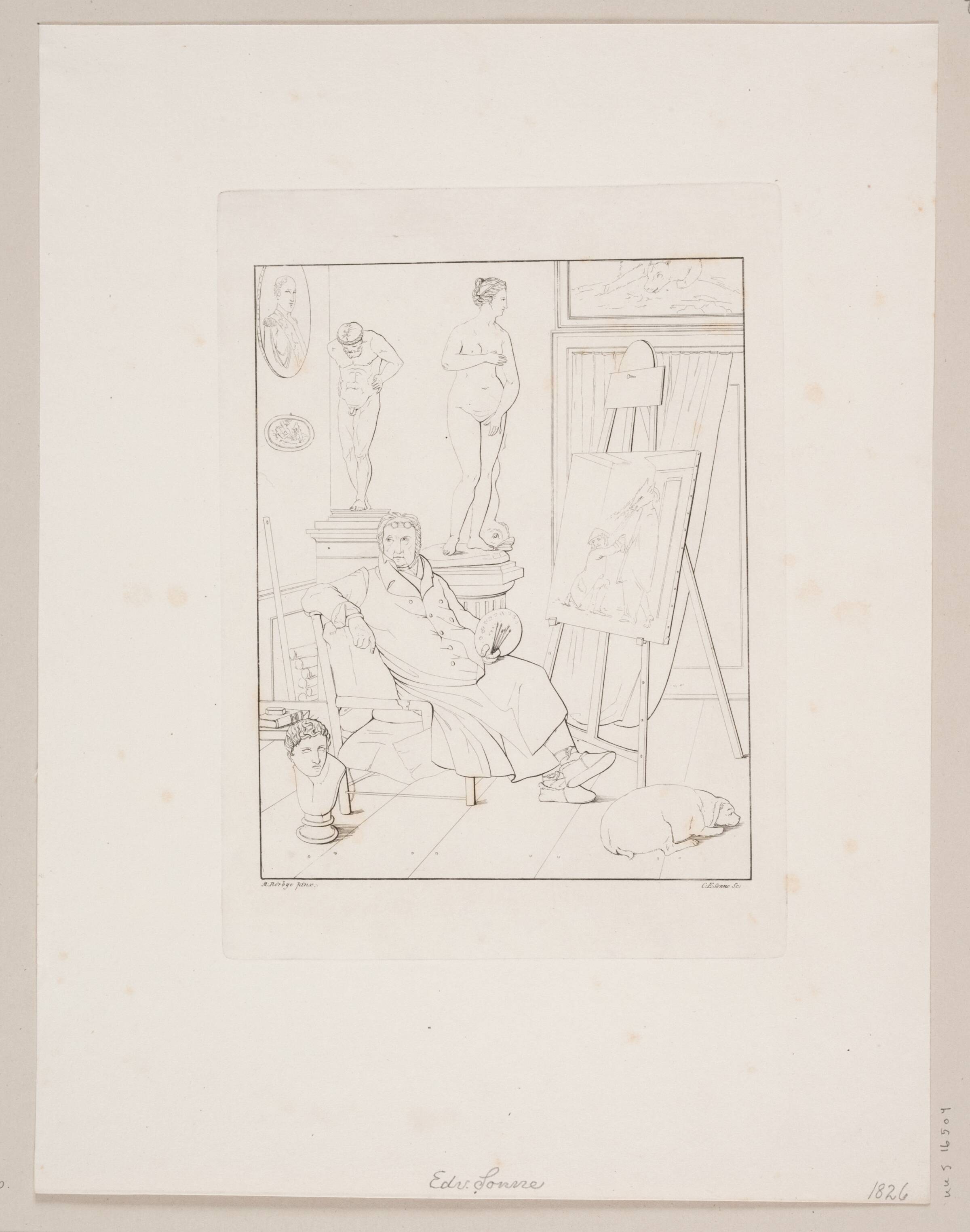 C.A. Lorentzen i sit atelier, Edvard Sonne, 1827