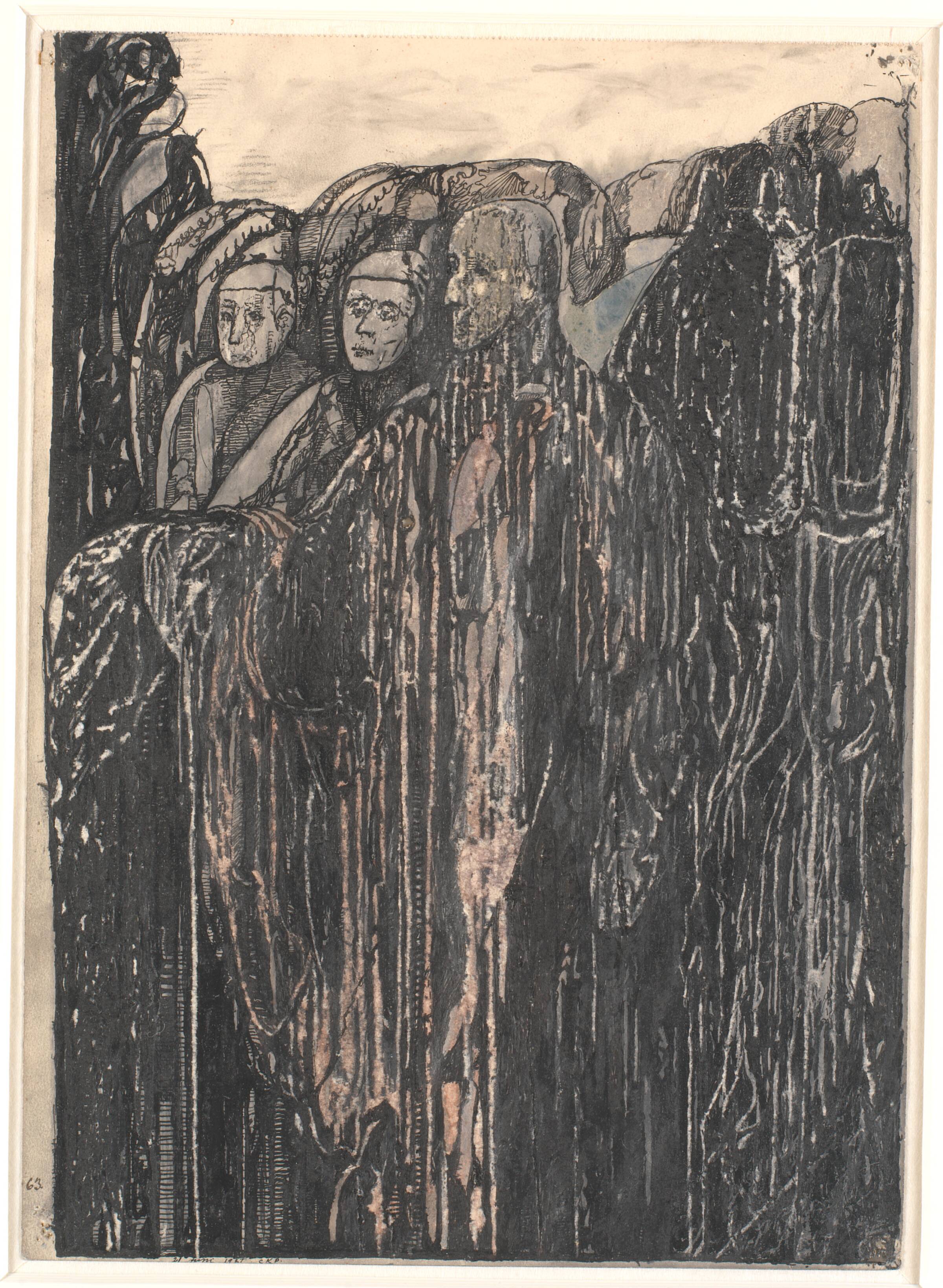 Tre figurer i en have., Christian Kongstad Petersen, 1927