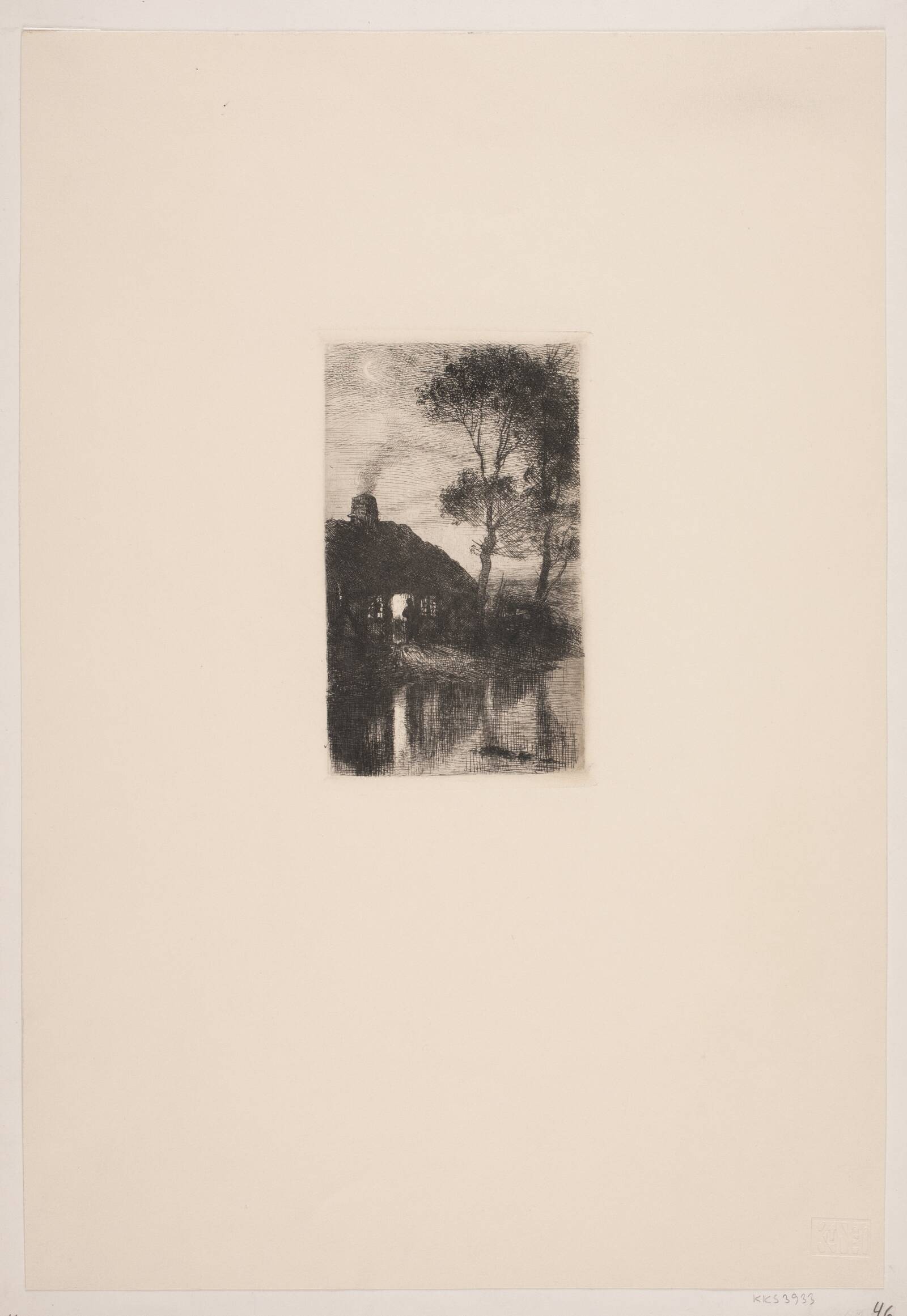 Aftenlandskab ved en smedie, August Jerndorff, 1890-1899