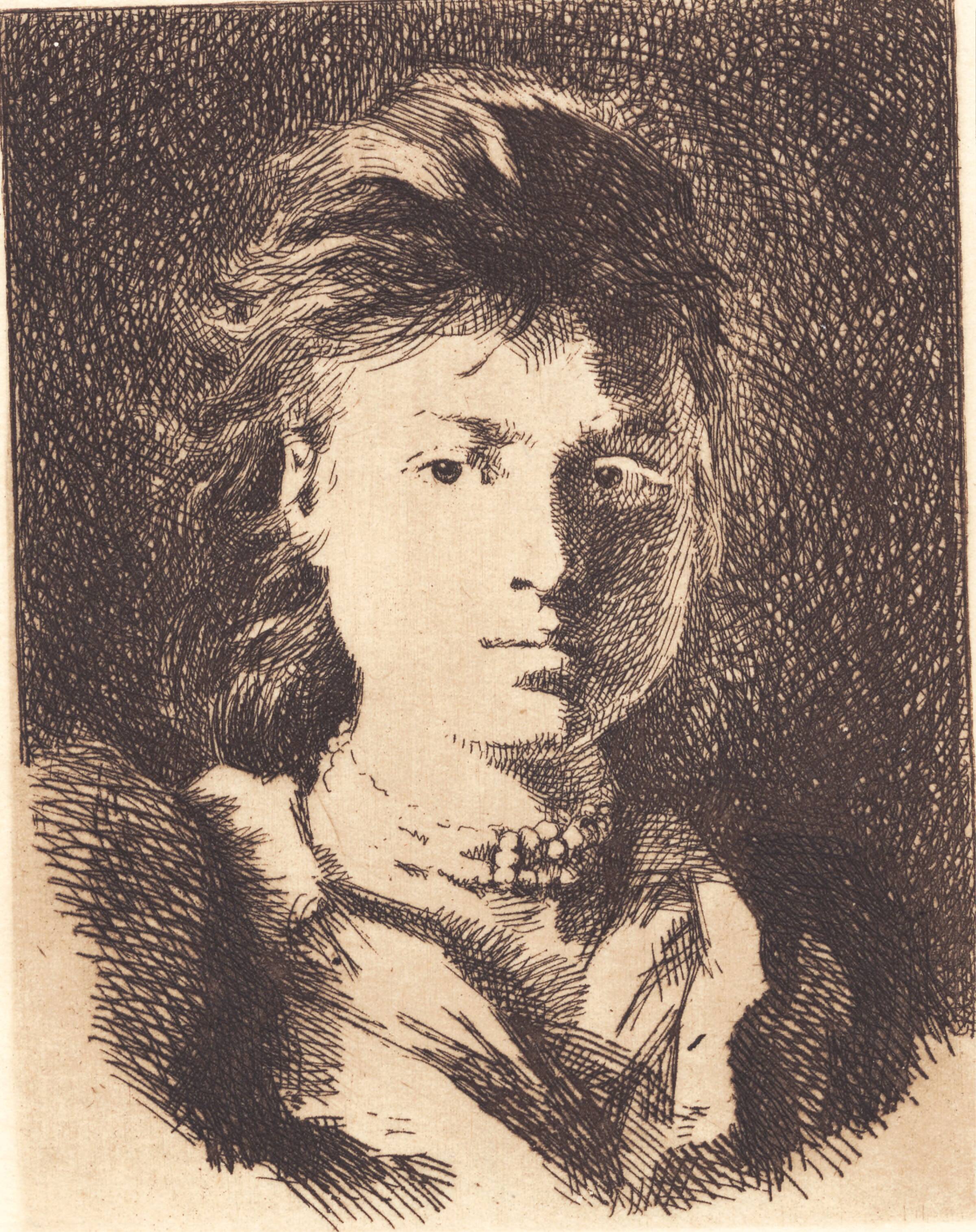 Ufuldført hoved af en ung pige, en face, Frans Schwartz, 1893