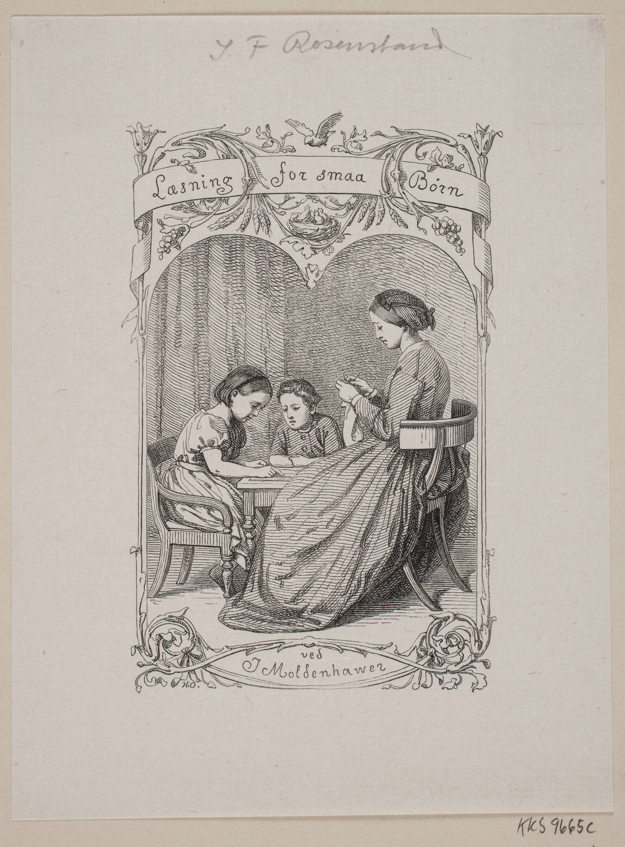 Omslag til J. Moldenhawer: "Læsning for små børn", Johan Frederik Rosenstand, 1820-1887