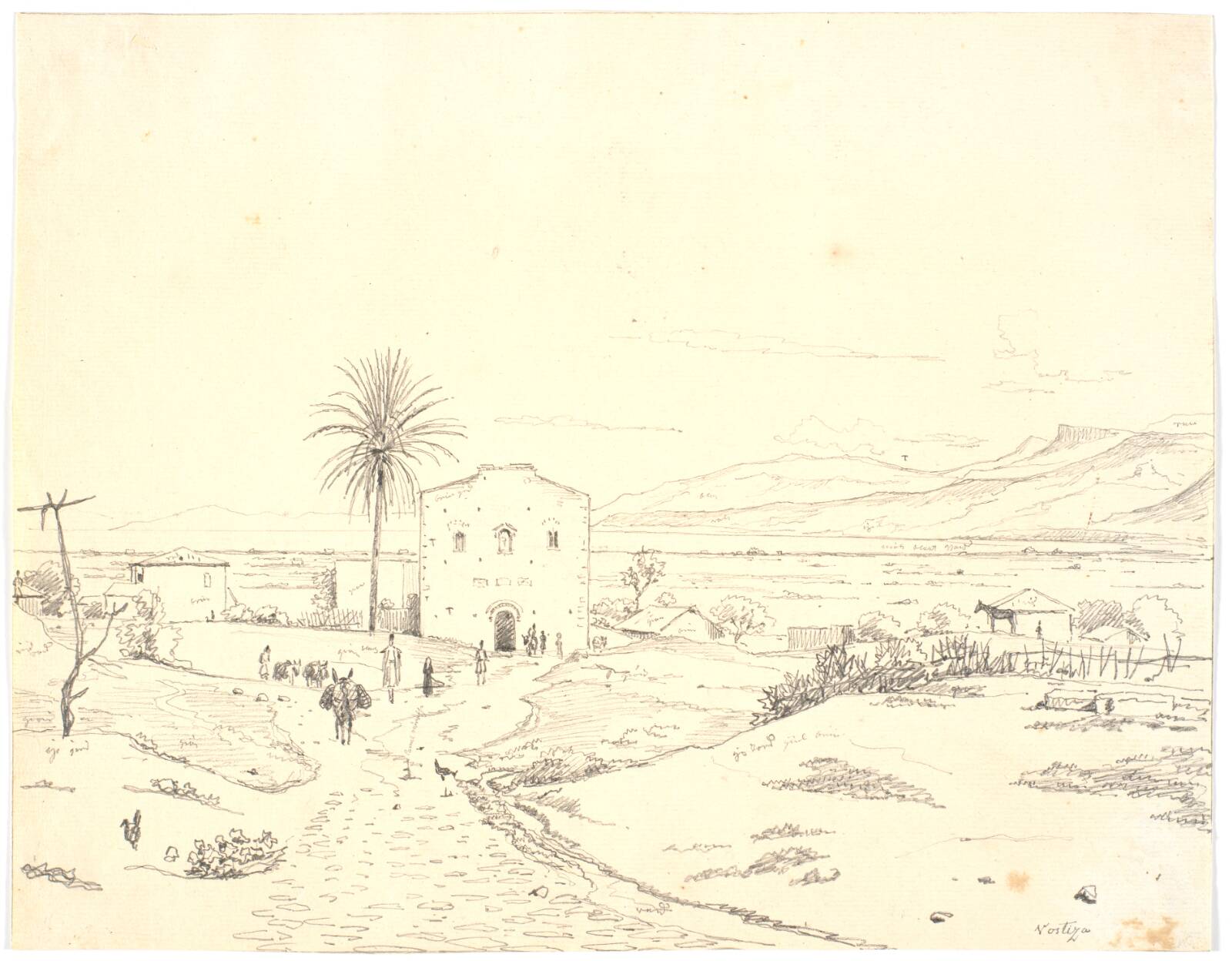 Græsk landskab, Vostiza, Martinus Rørbye, 1836