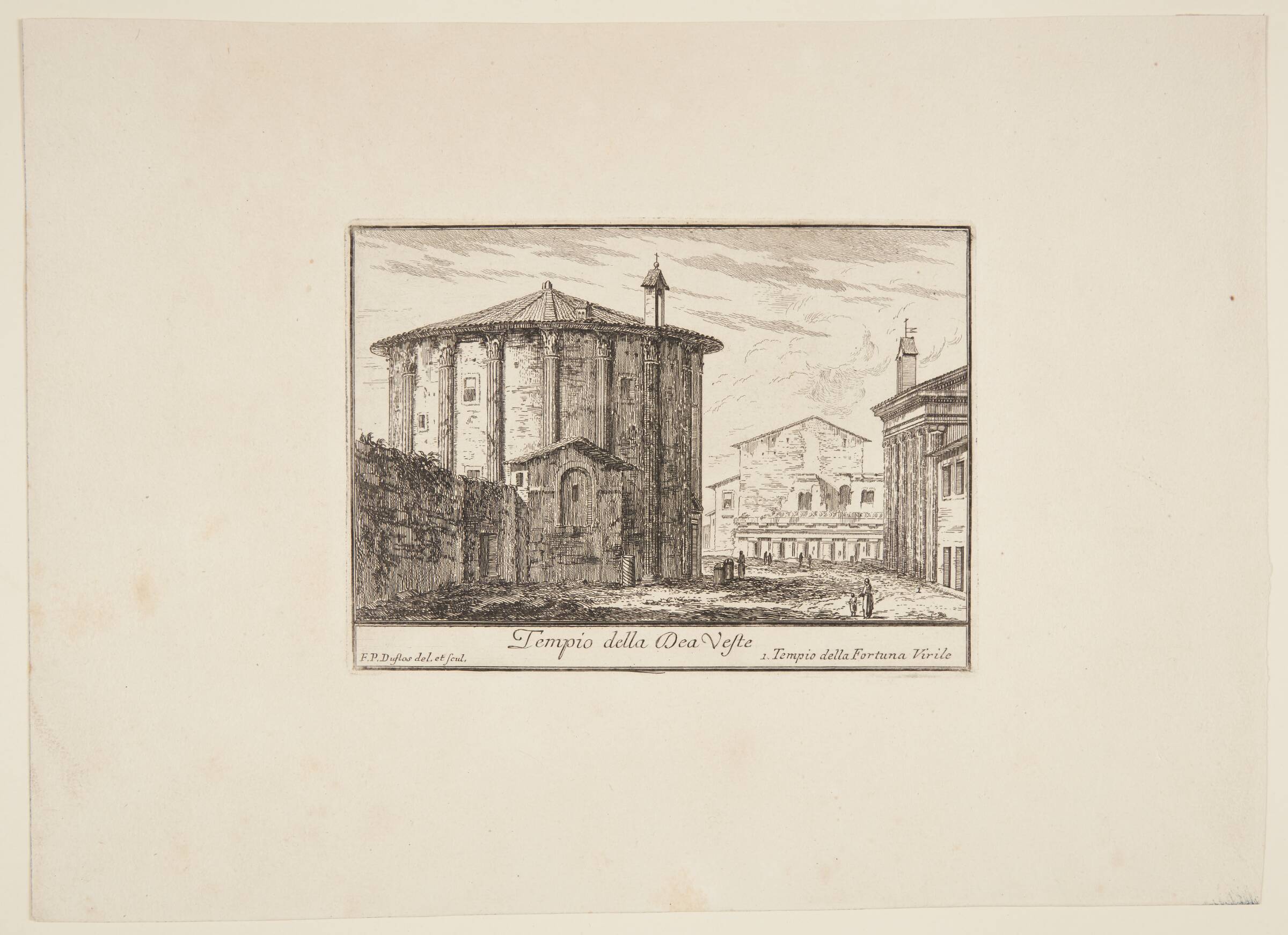 Tempel for gudinden Vesta. 1. Tempel for Fortuna Virile, Philothée-Francois Duflos, 1750-1850