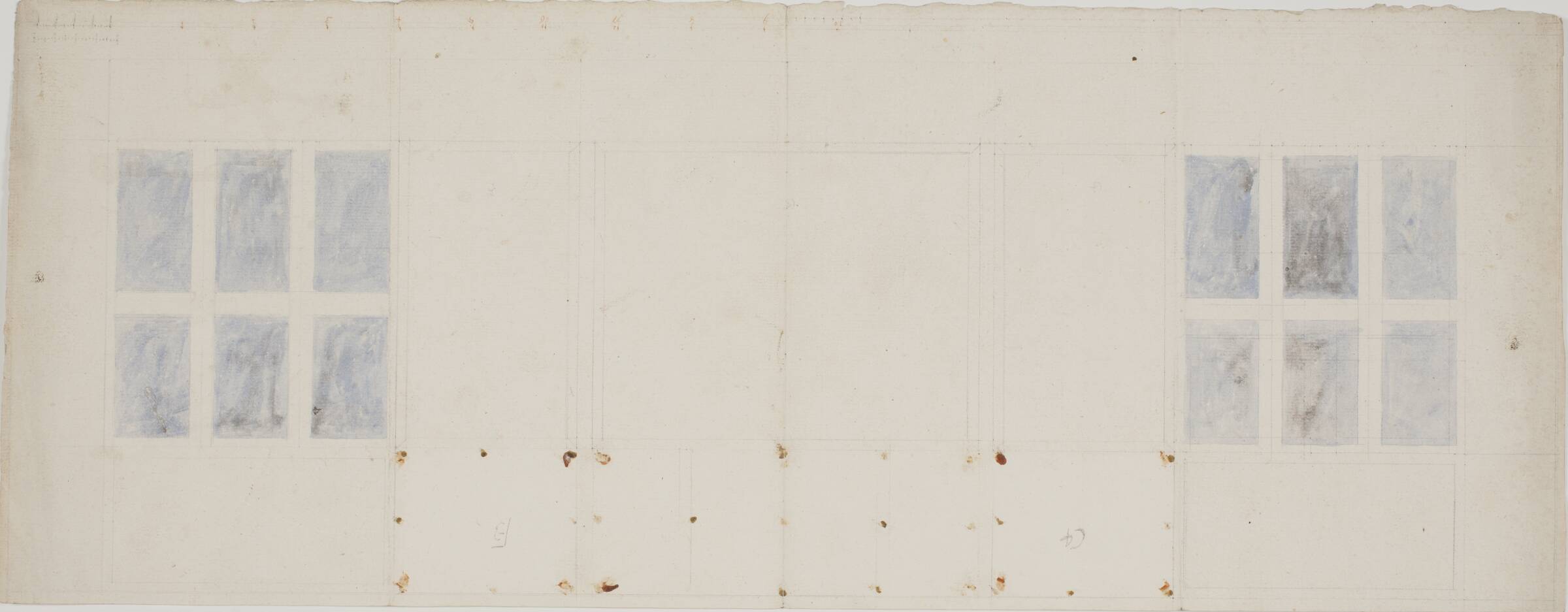 Frederiksborg slot. Skitse til væginddeling i audiensgemakket., Lambert van Haven, 1681-1682