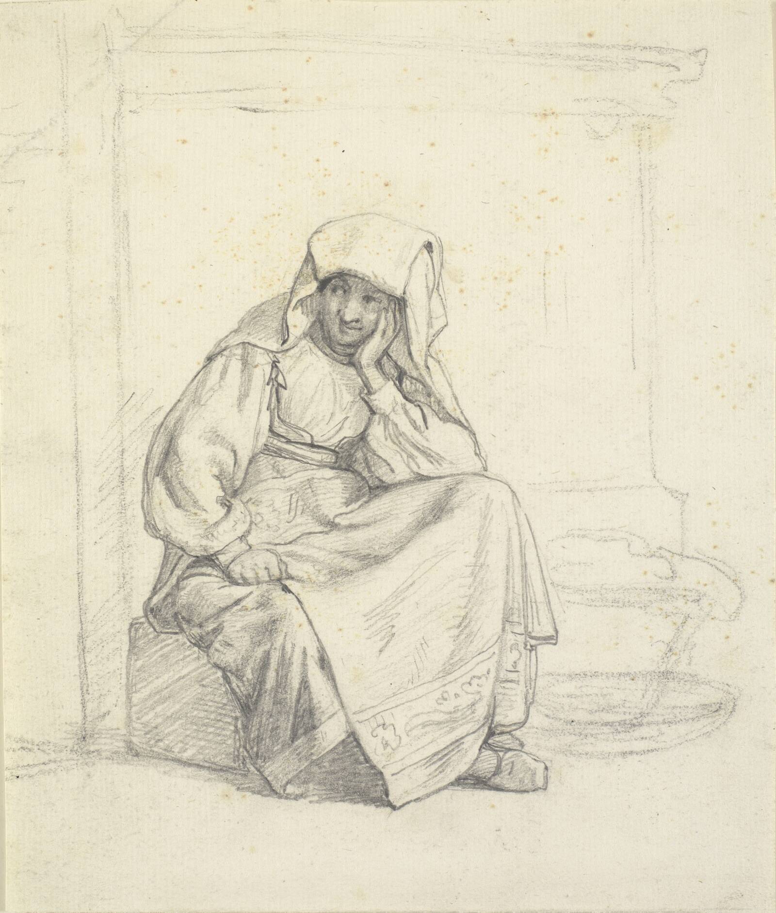 Siddende kvinde, Wilhelm Marstrand, 1810-1873