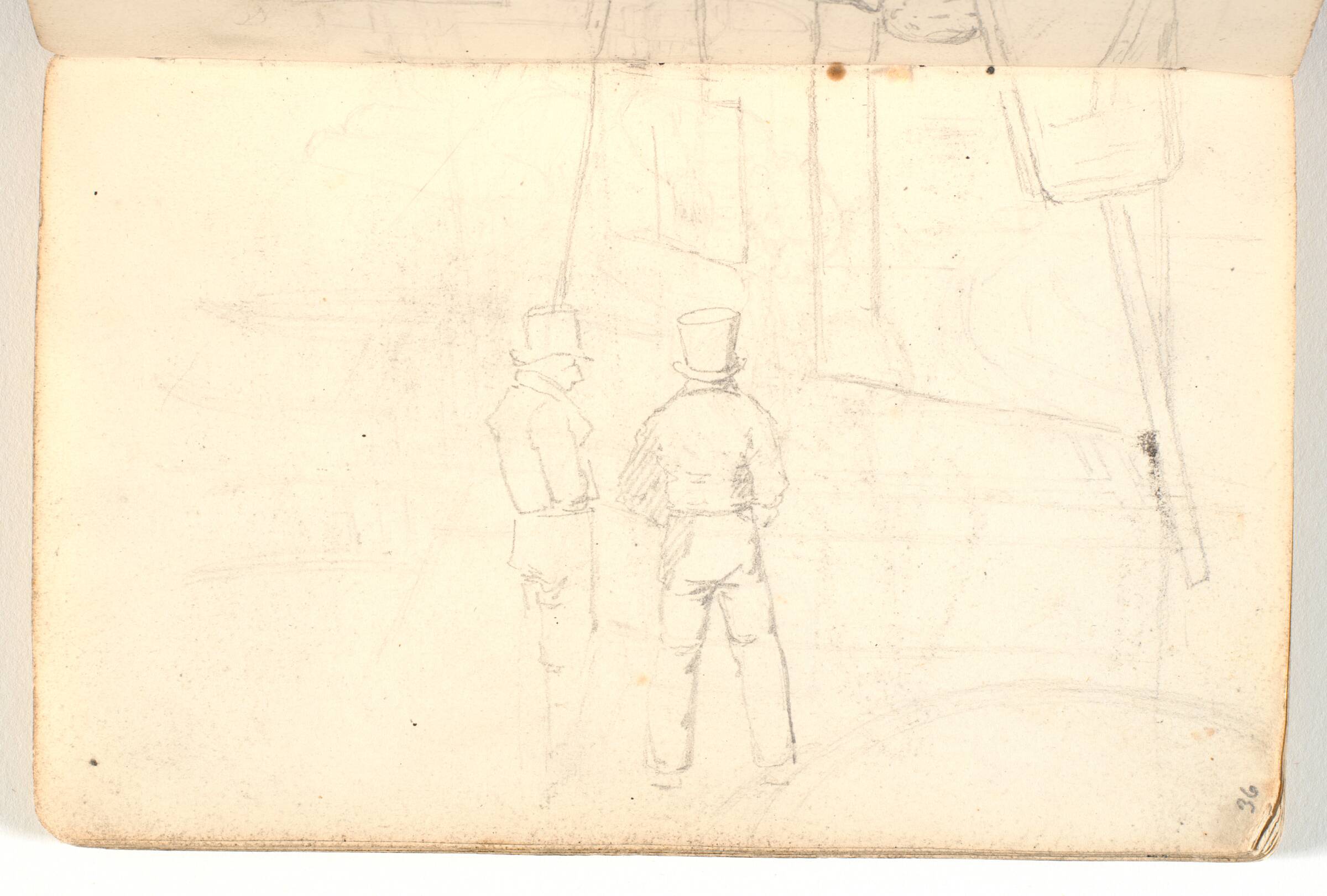 Rids af to figurer, samt det øverste af side 37s motiv, Martinus Rørbye, 1825-1826