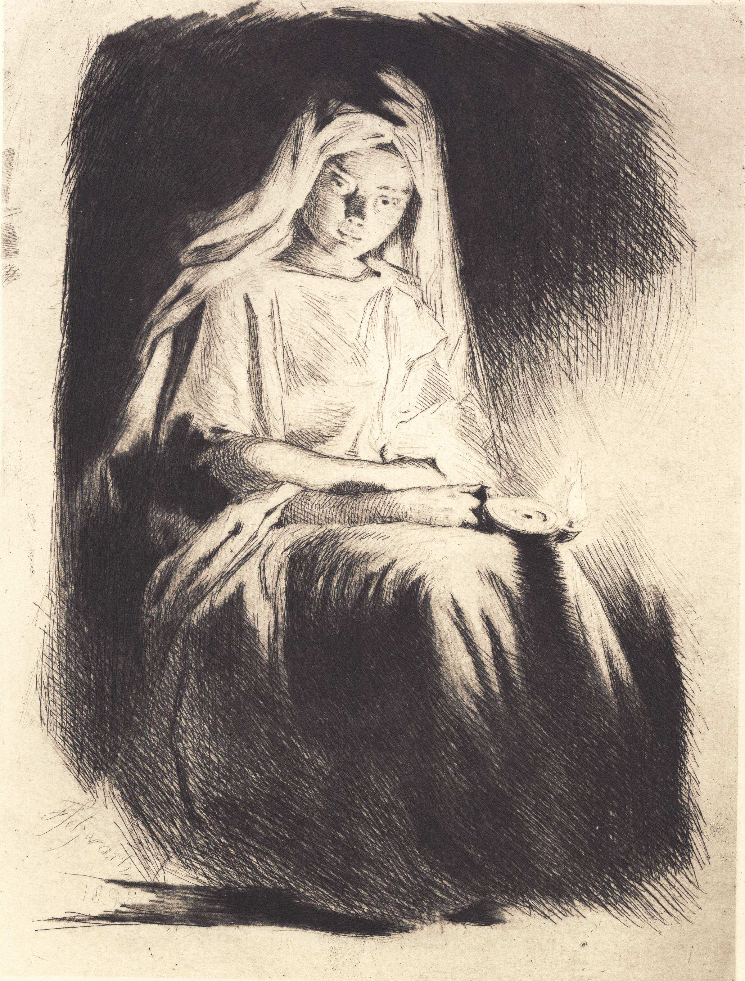 Kvinde med lampen, Frans Schwartz, 1898