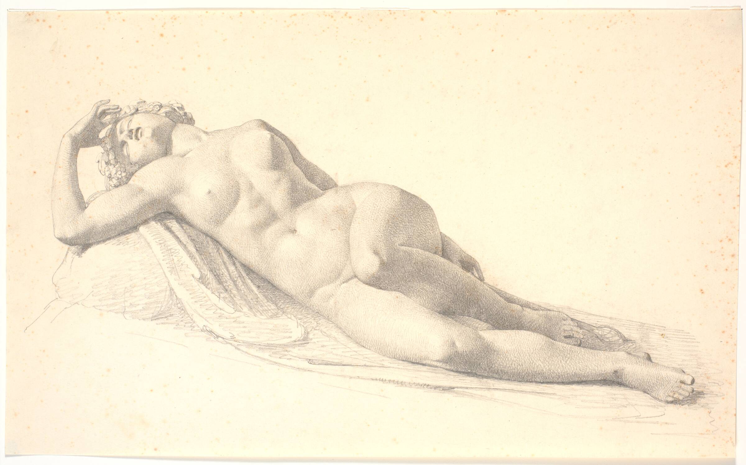 Sovende bacchantinde. Studie til eller tegning efter Bissens første legemsstore statue, Герман Вильгельм Биссен, 1822-1825