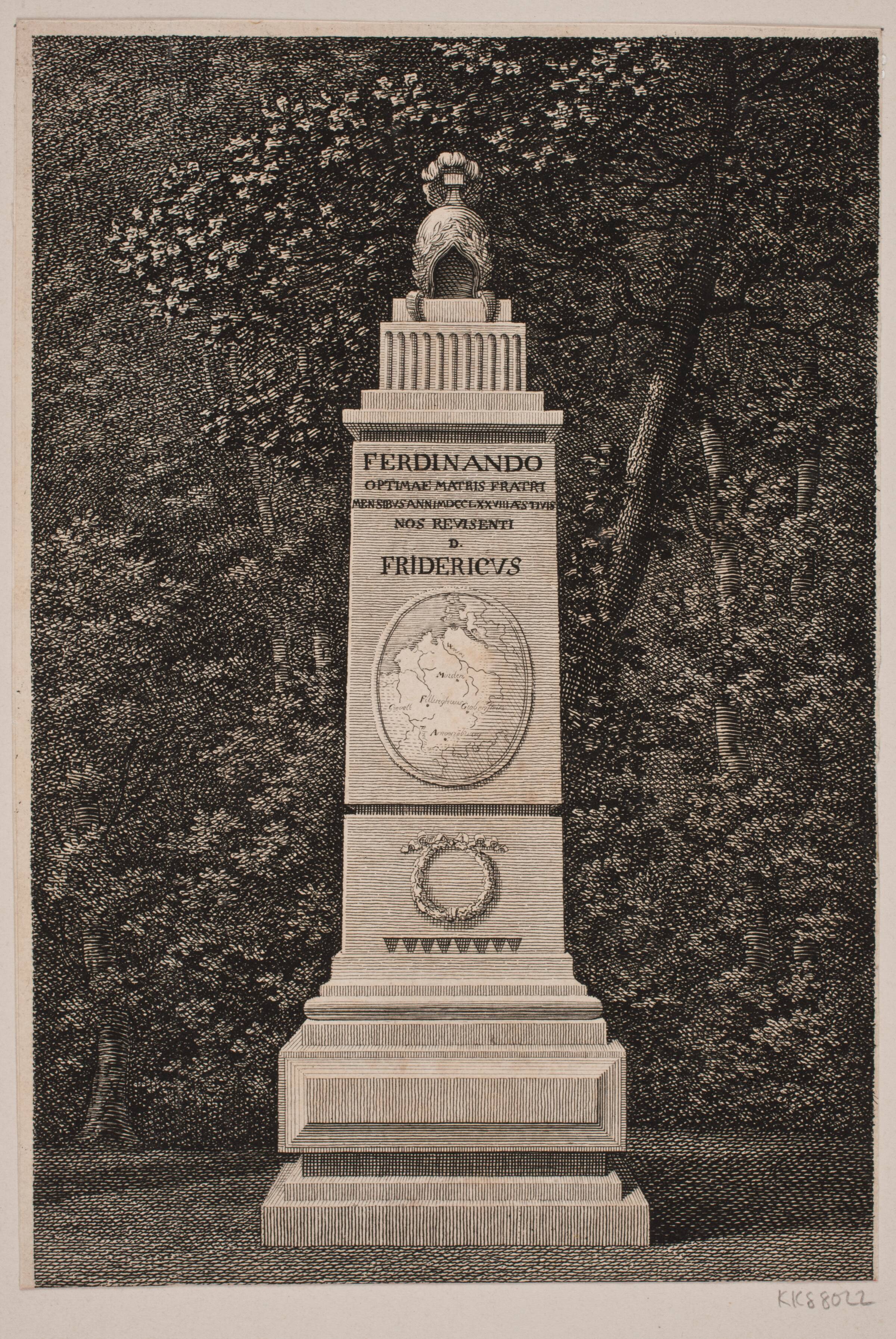 Hertug Ferdinands Mindestøtte, Bradt, F.L., 1782