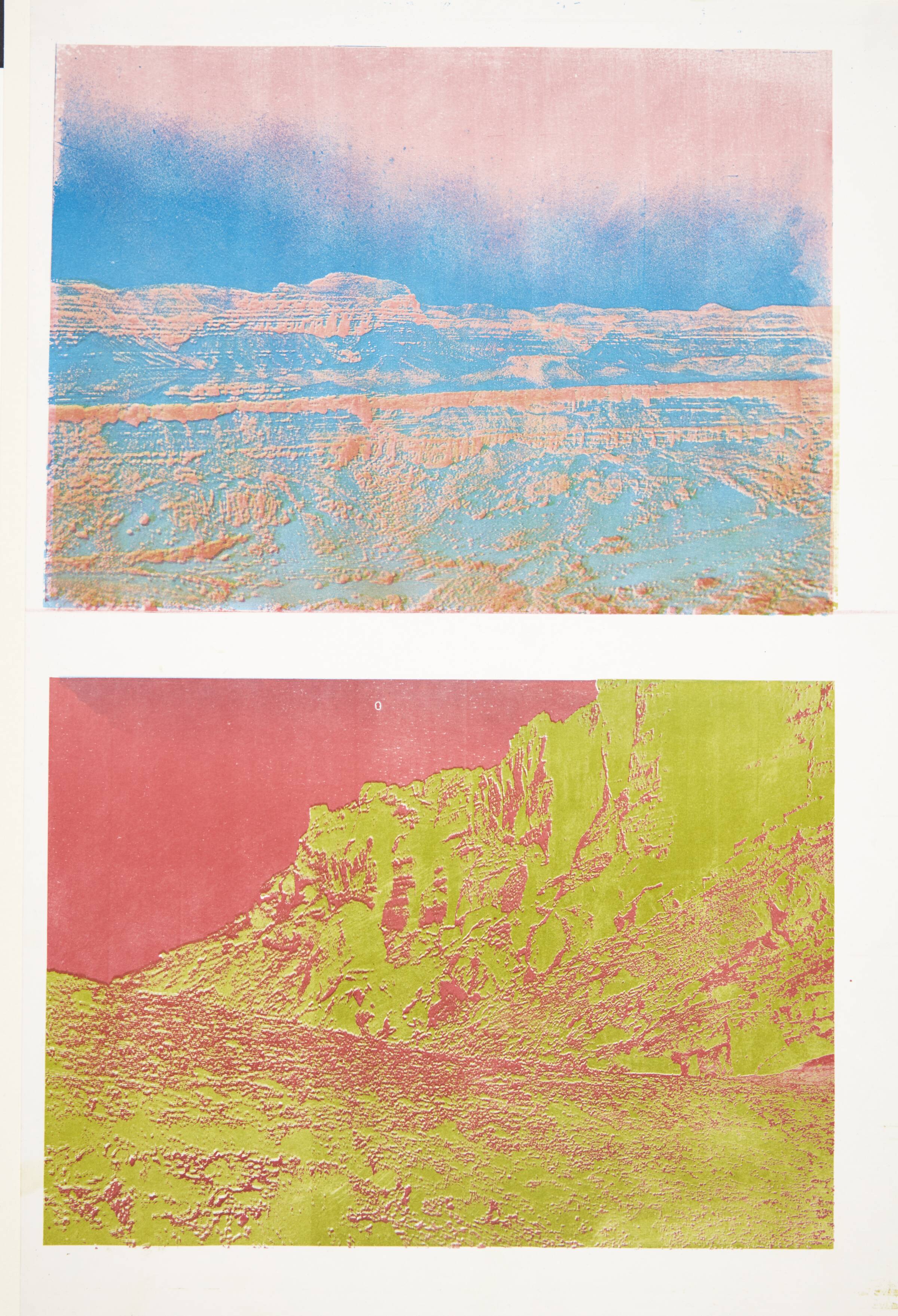 To ørkenlandskaber med bjerge, Susanne Mark, 1976