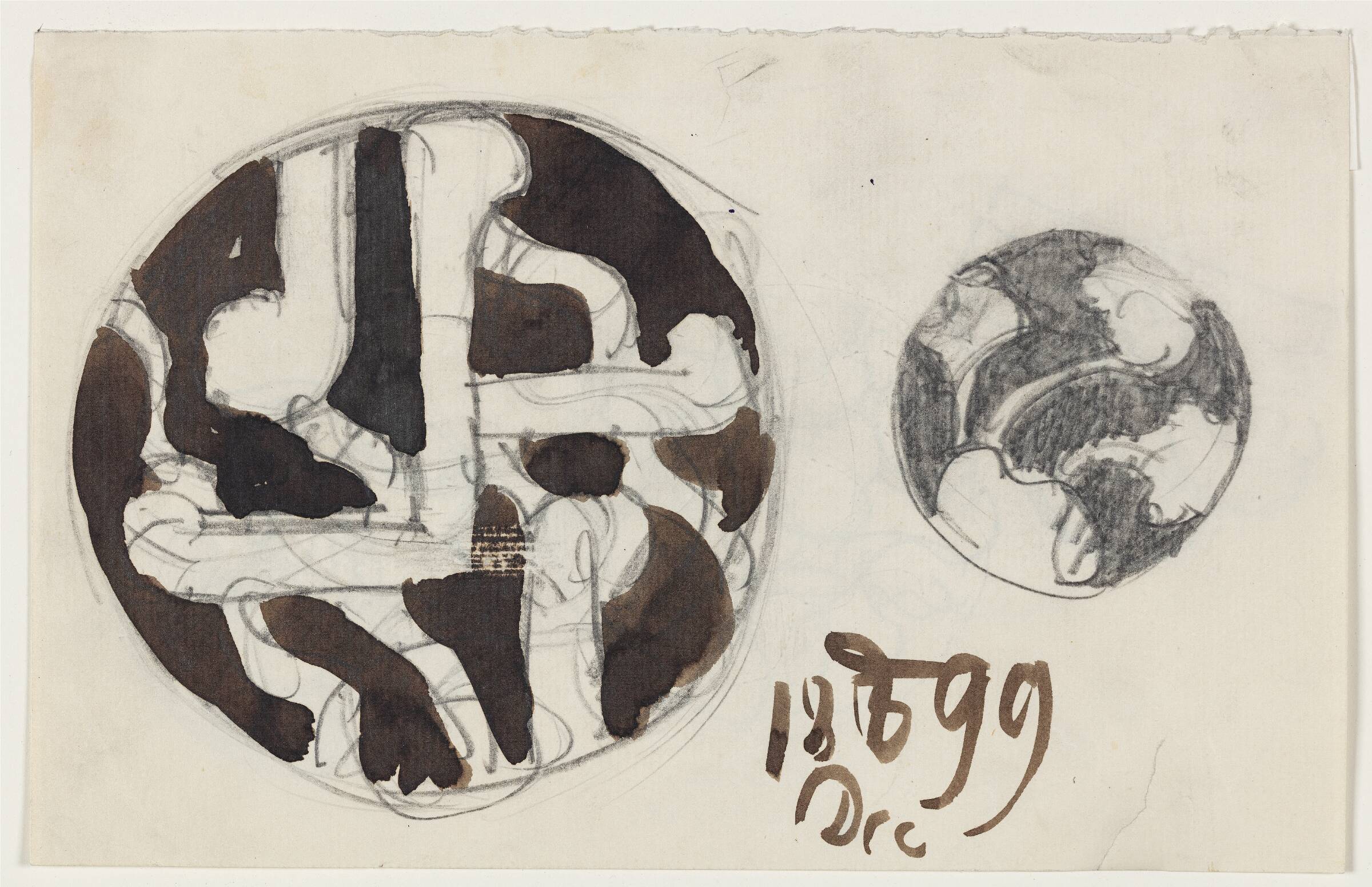 Blad med to udkast til fade, Thorvald Bindesbøll, 1899