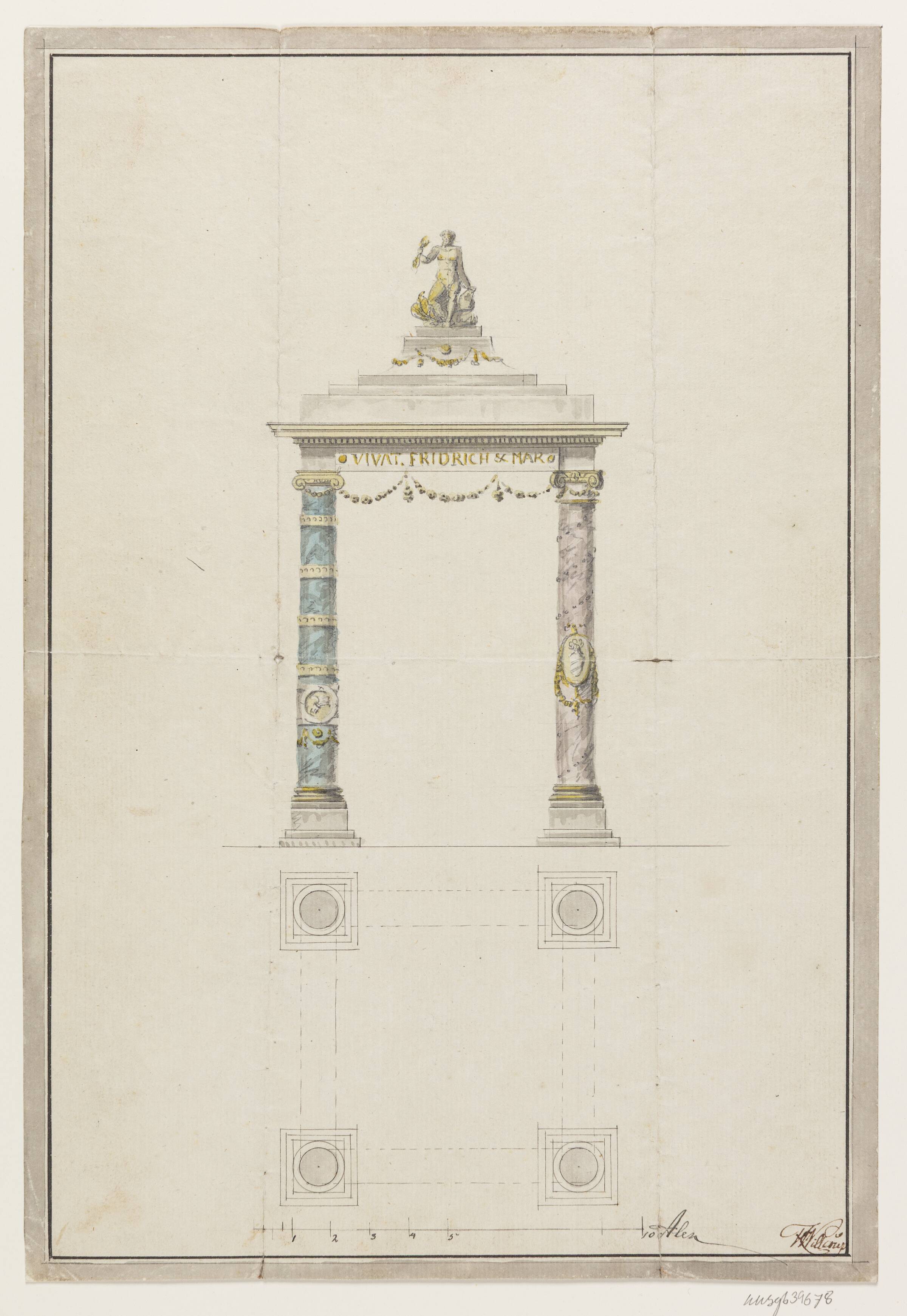 Udkast til æresport. I anledning af Marie Sophie Frederikkes indtog 1790?, Willerup, F.C., 1790