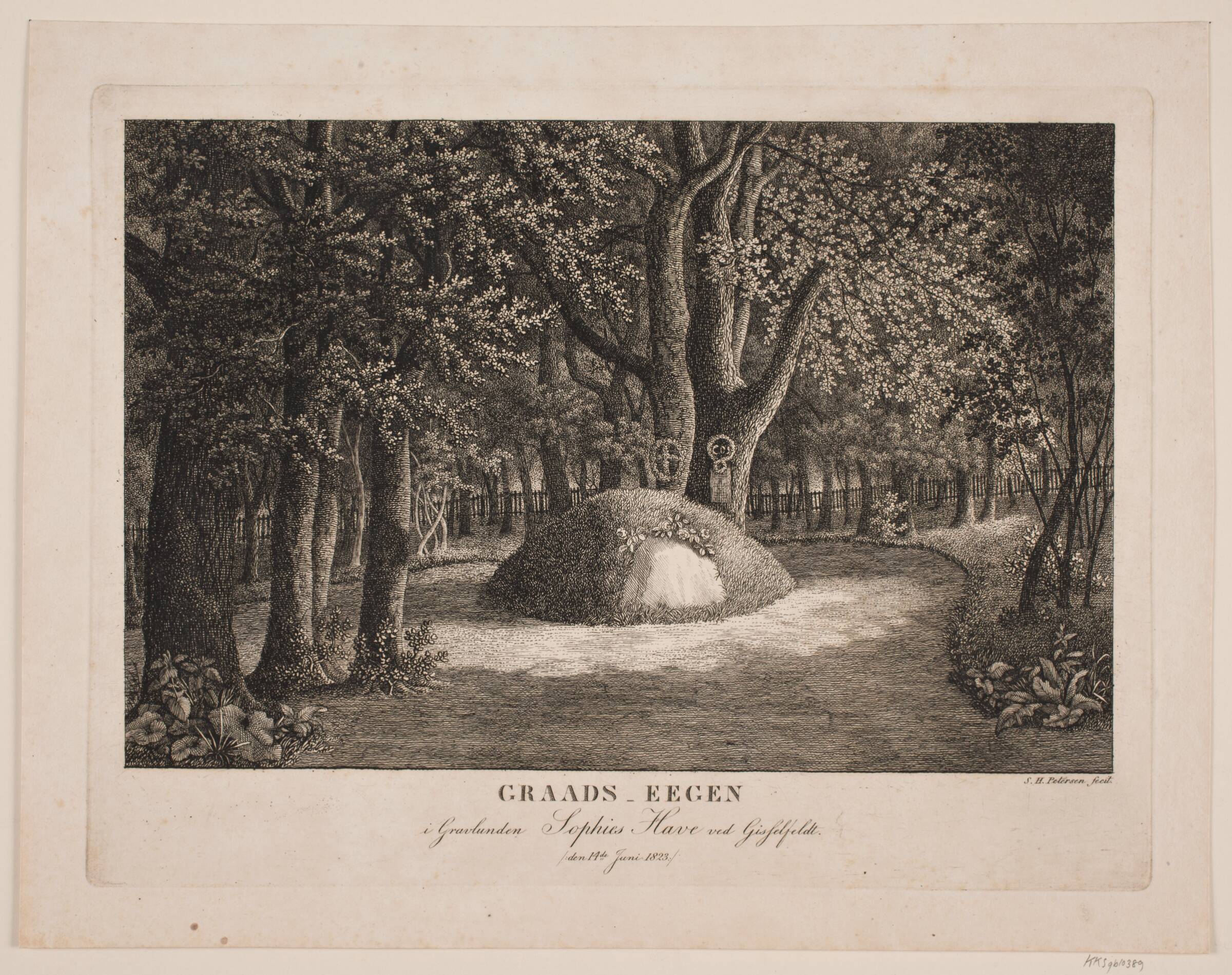 Gråds Egen i gravlunden Sophies have ved Gisselfeldt, Søren Henrik Petersen, 1823