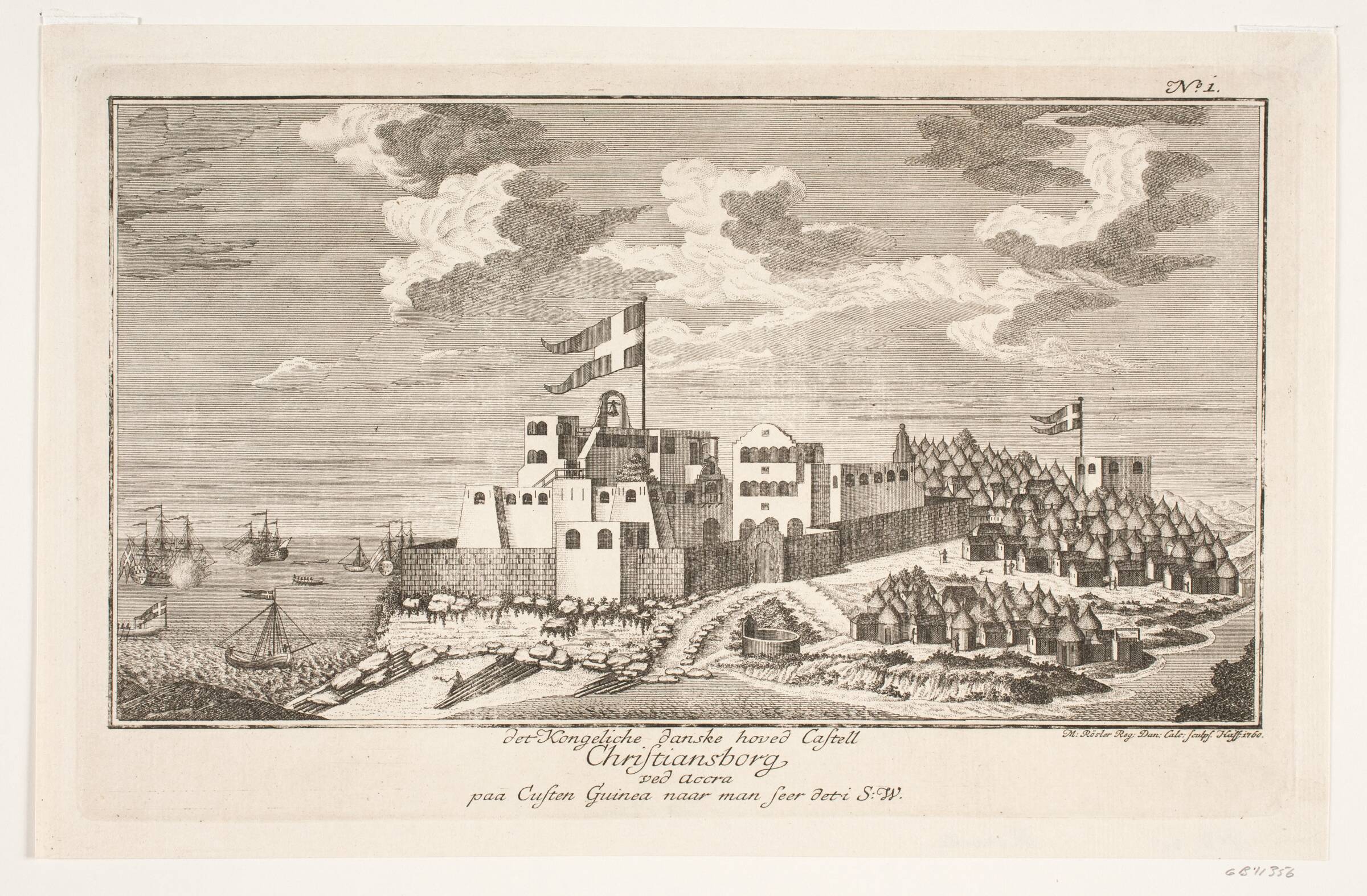 Christiansborg på Guinea-kysten, set fra sydvest, Michael Rössler, 1760