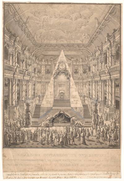 Christiansborg slotskapel med Frederik V.s katafalk