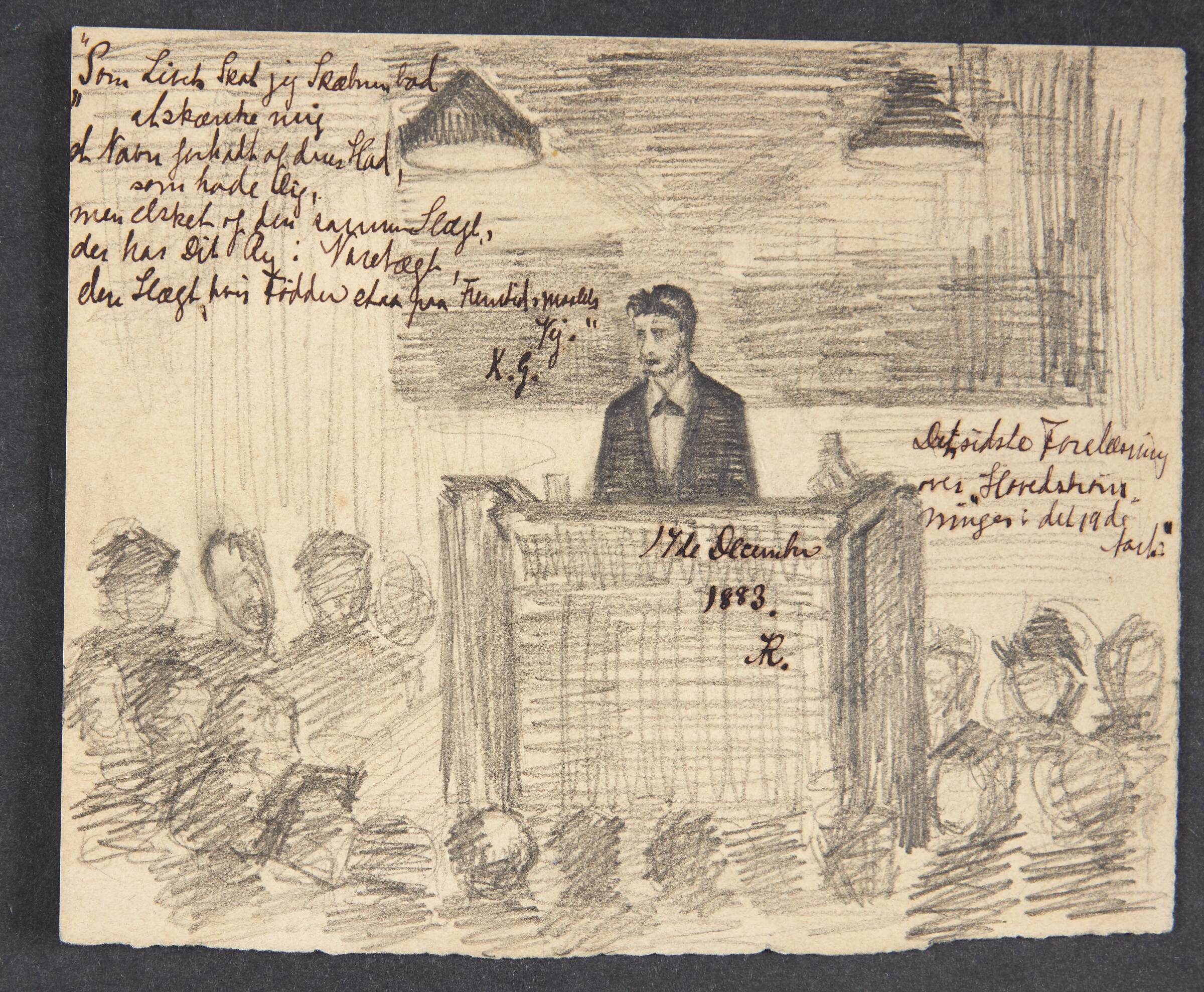 "Den sidste Forelæsning over Hovedstrømningen i det 19de Aarh.", Agnes Slott-Møller, 1883