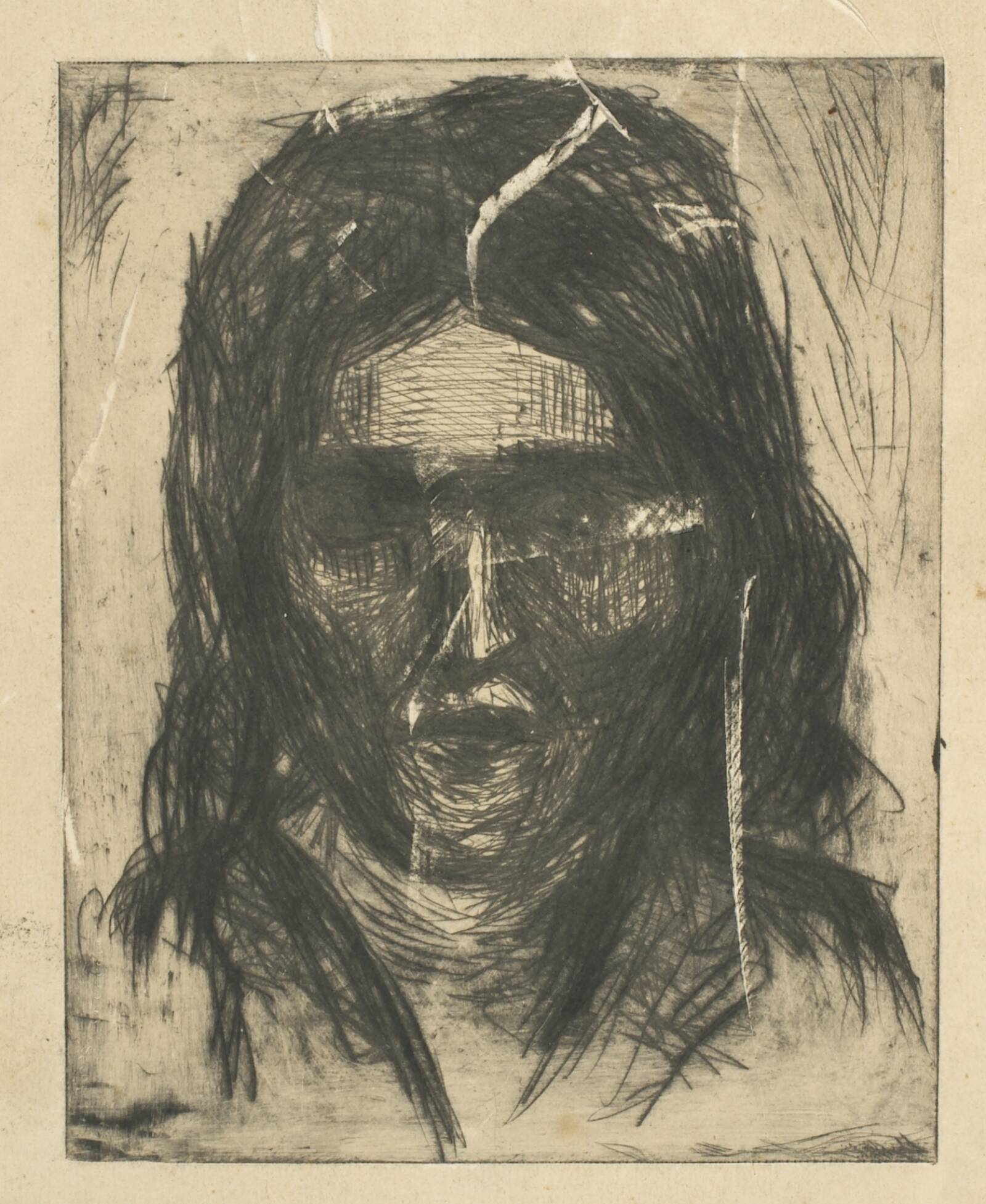 Kvindeportræt en face, Niels Lergaard, 1932