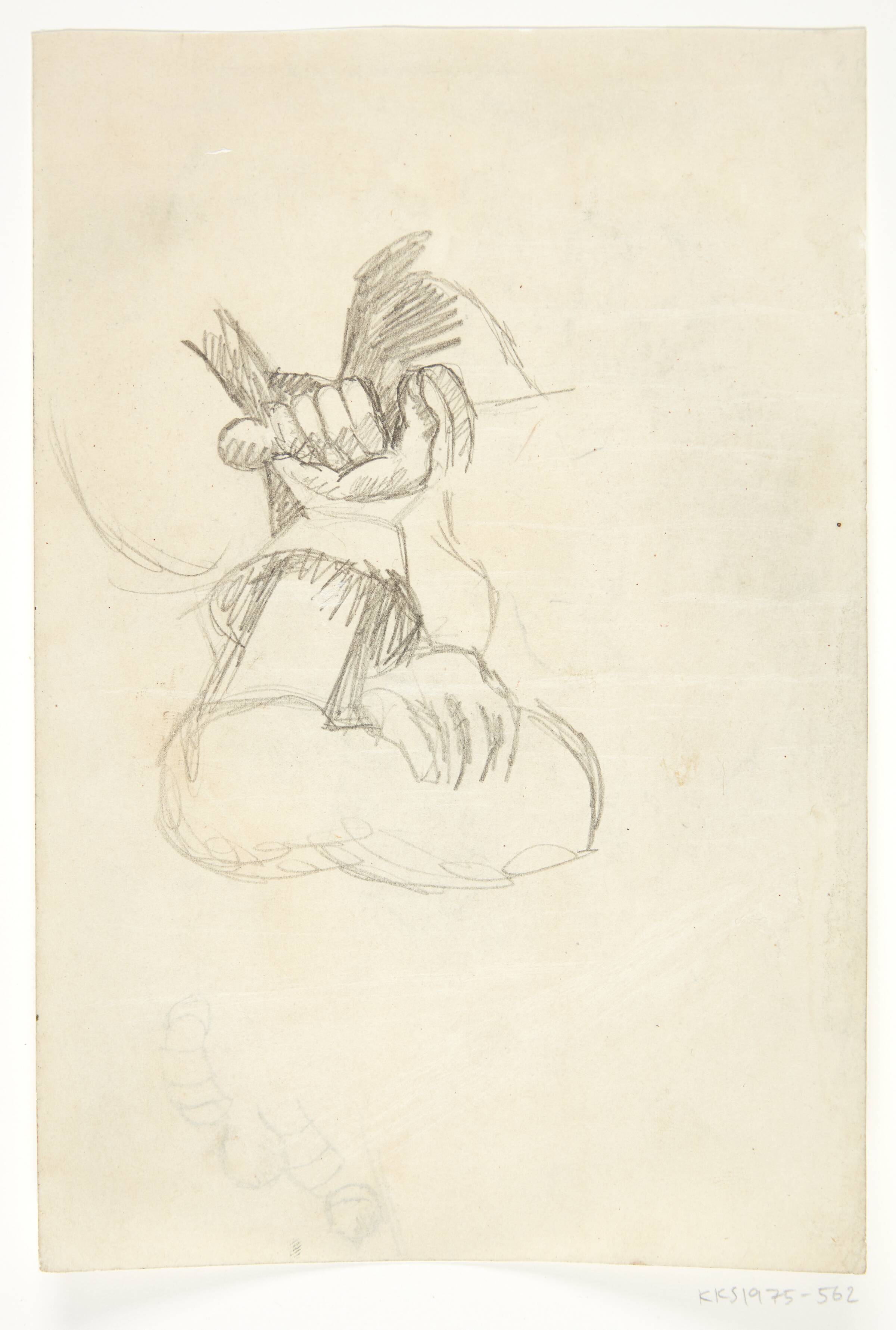 Rustningsklædt arm med våben. Kompositionsskitse til P. Uccellos "La Battaglia", William Scharff, 1901-1959