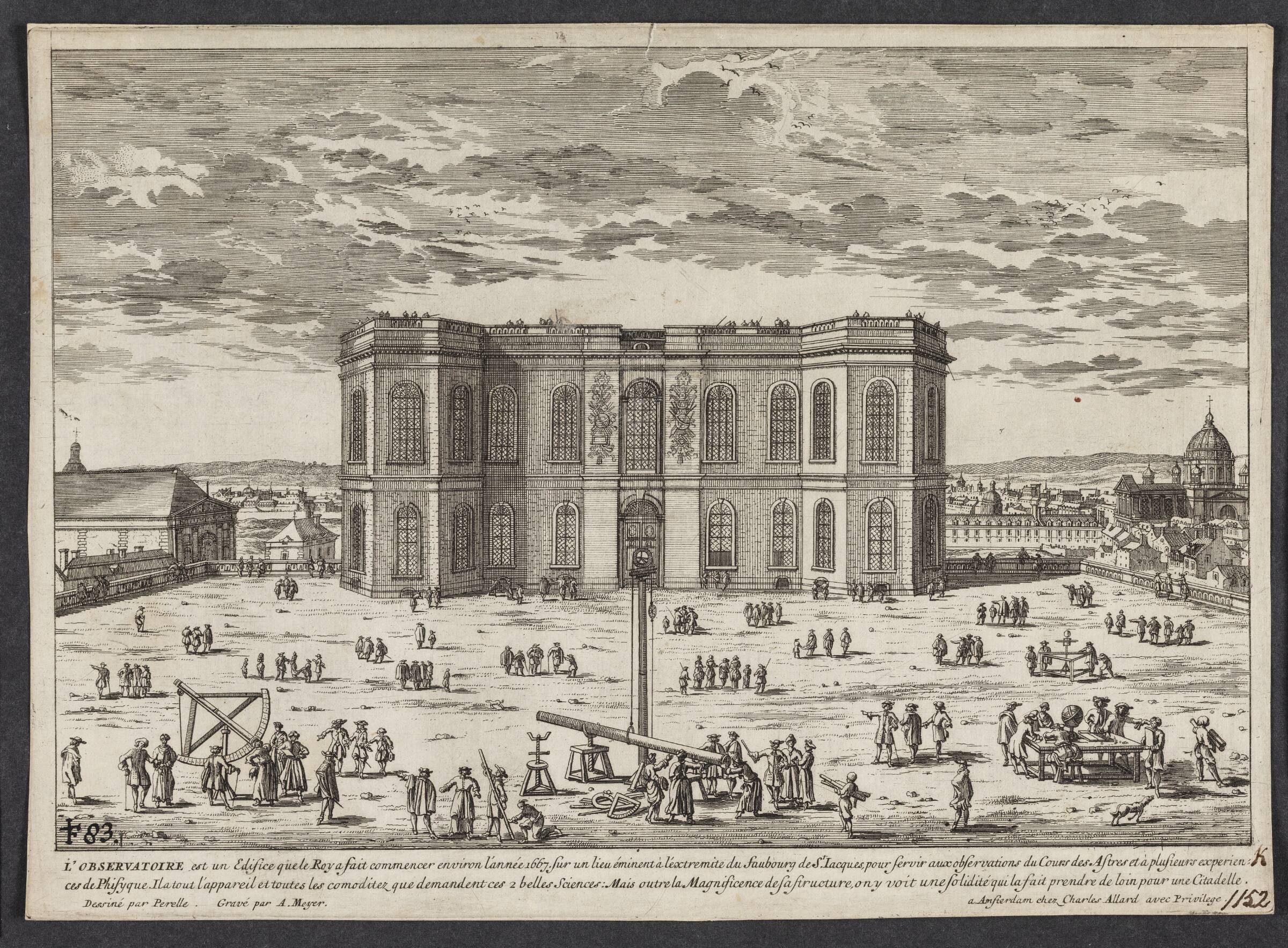 Prospekt af observatoriet i Paris (L'Observatoire est un Edifice...), Aldert Meyer, 1663-1693