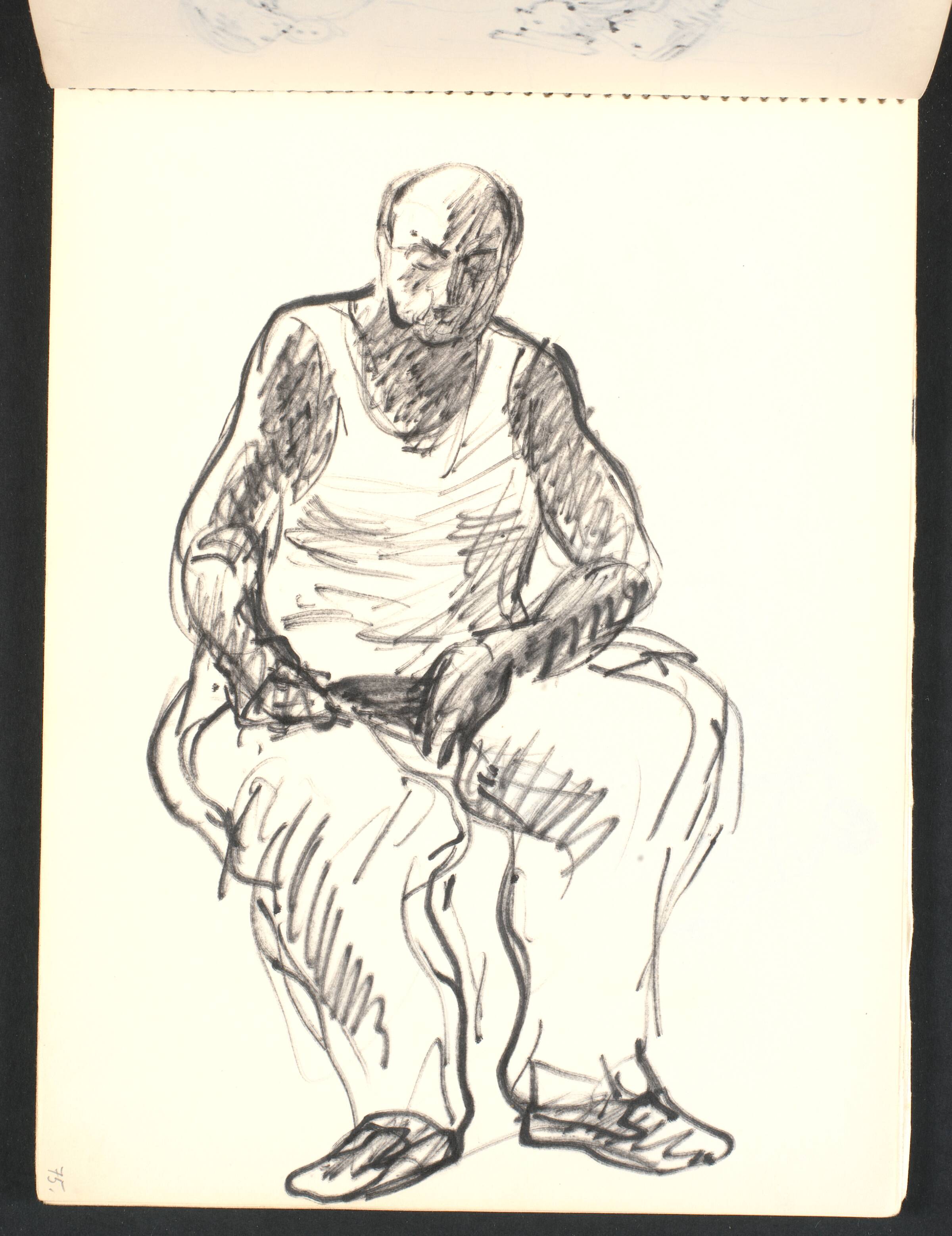 Siddende solbrændt mand i undertrøje, Gottfred Eickhoff, 1952