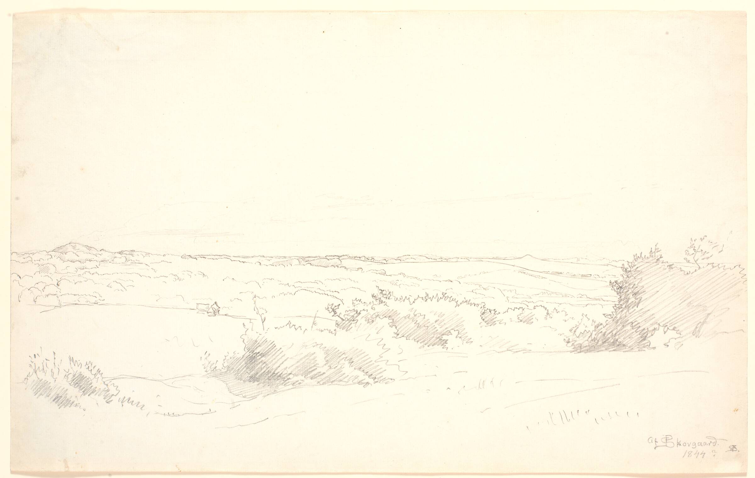 Udsigt over et bakket landskab., P.C. Skovgaard, 1842-1845