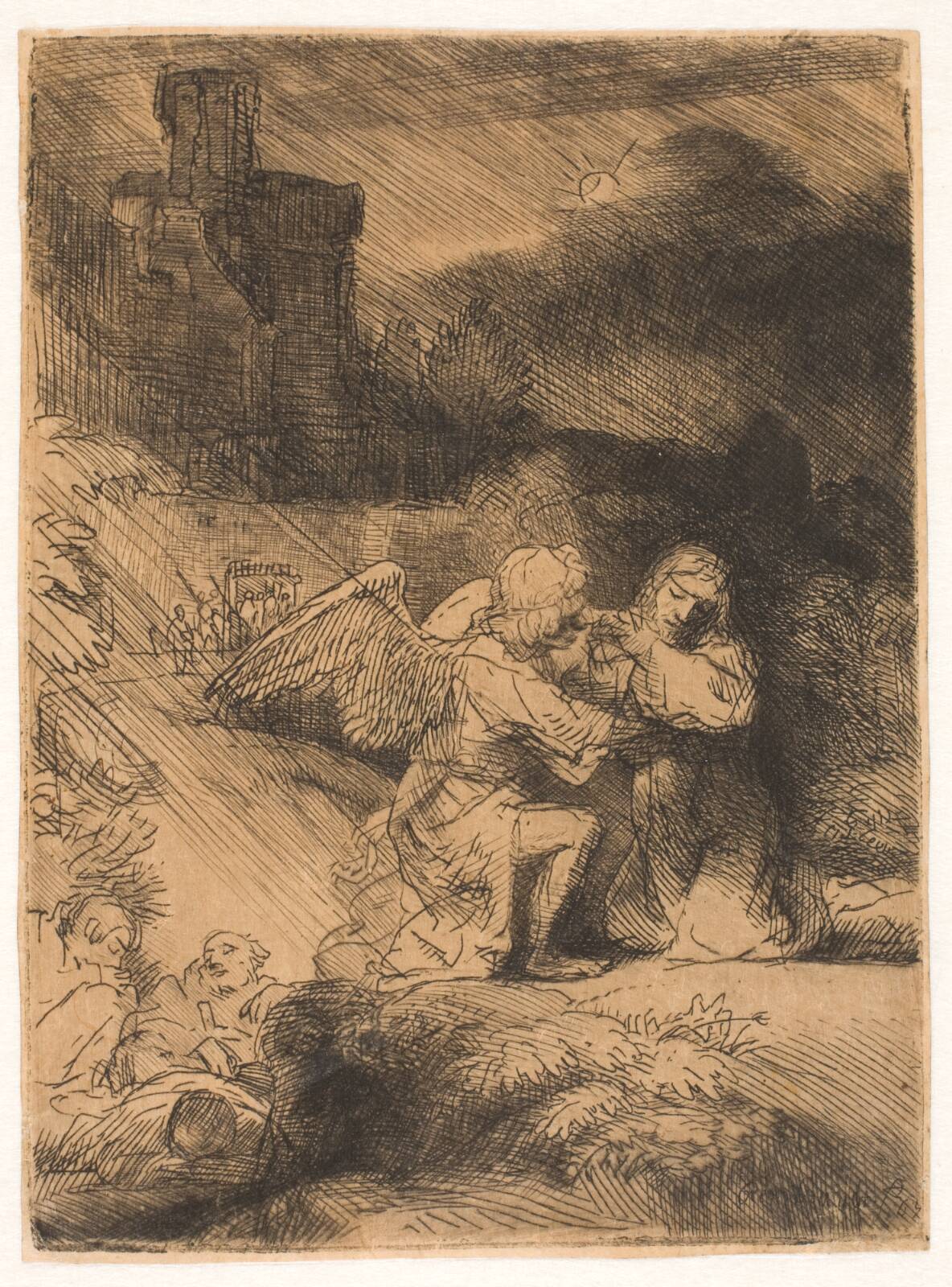 The agony in the garden, by Rembrandt van Rijn, 1652