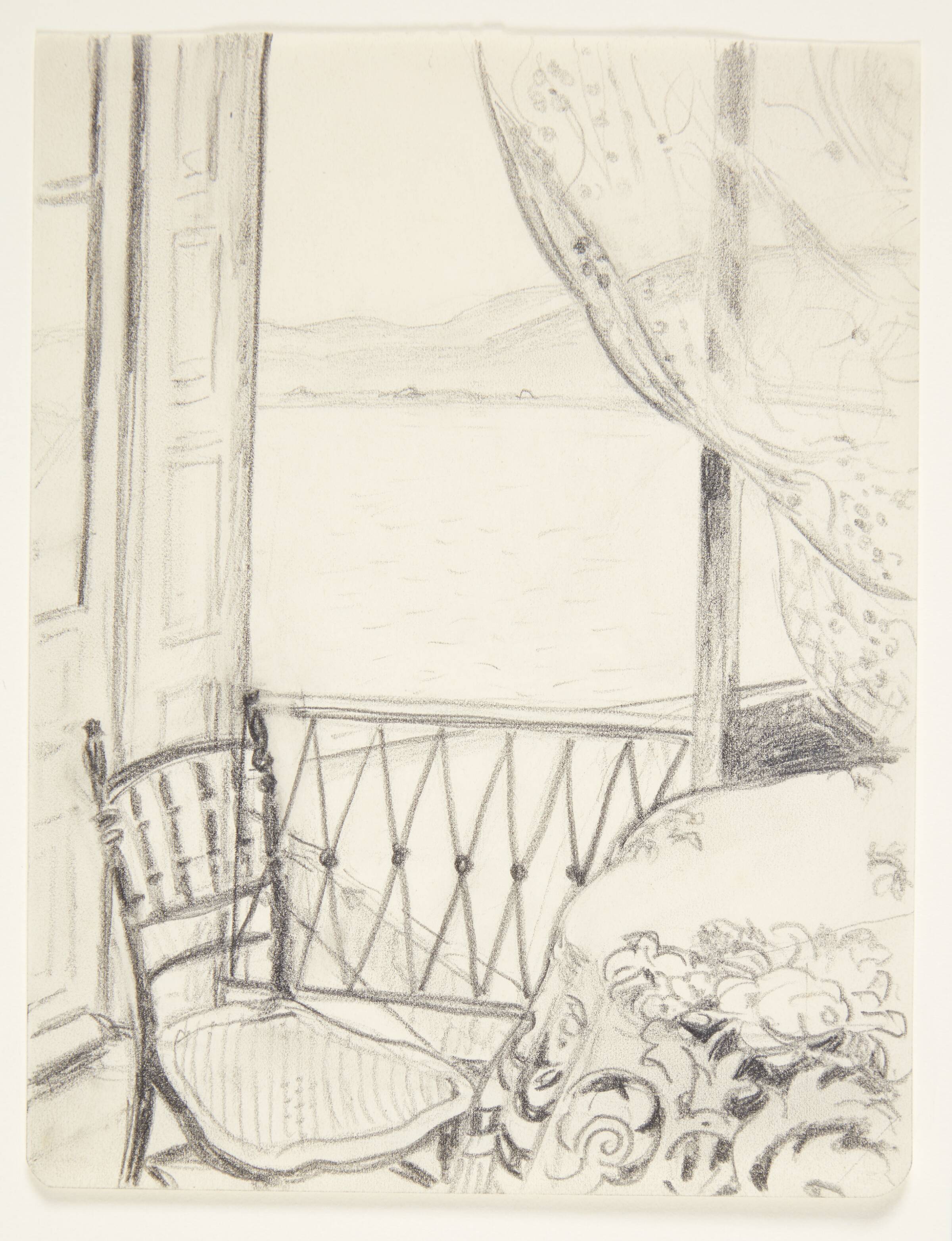 Udsigt over vandet fra værelset i Candia (Iraklion), Kreta, Ellen Fischer, 1939