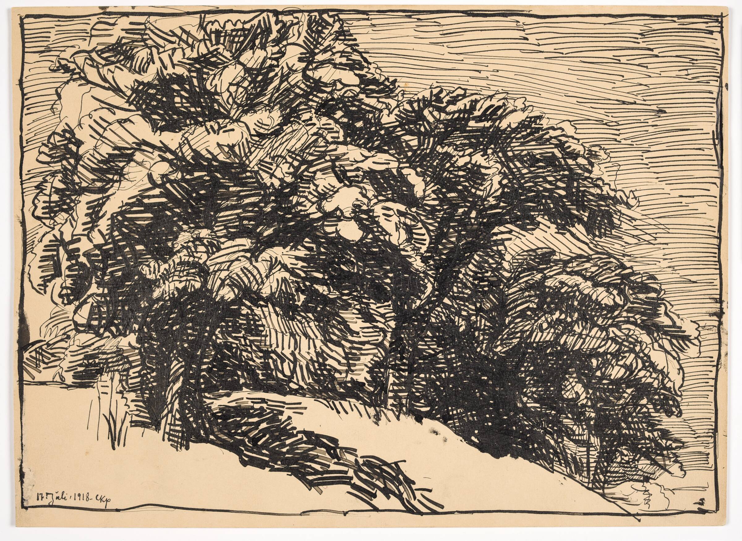 Egetræer på en brink, Christian Kongstad Petersen, 1918