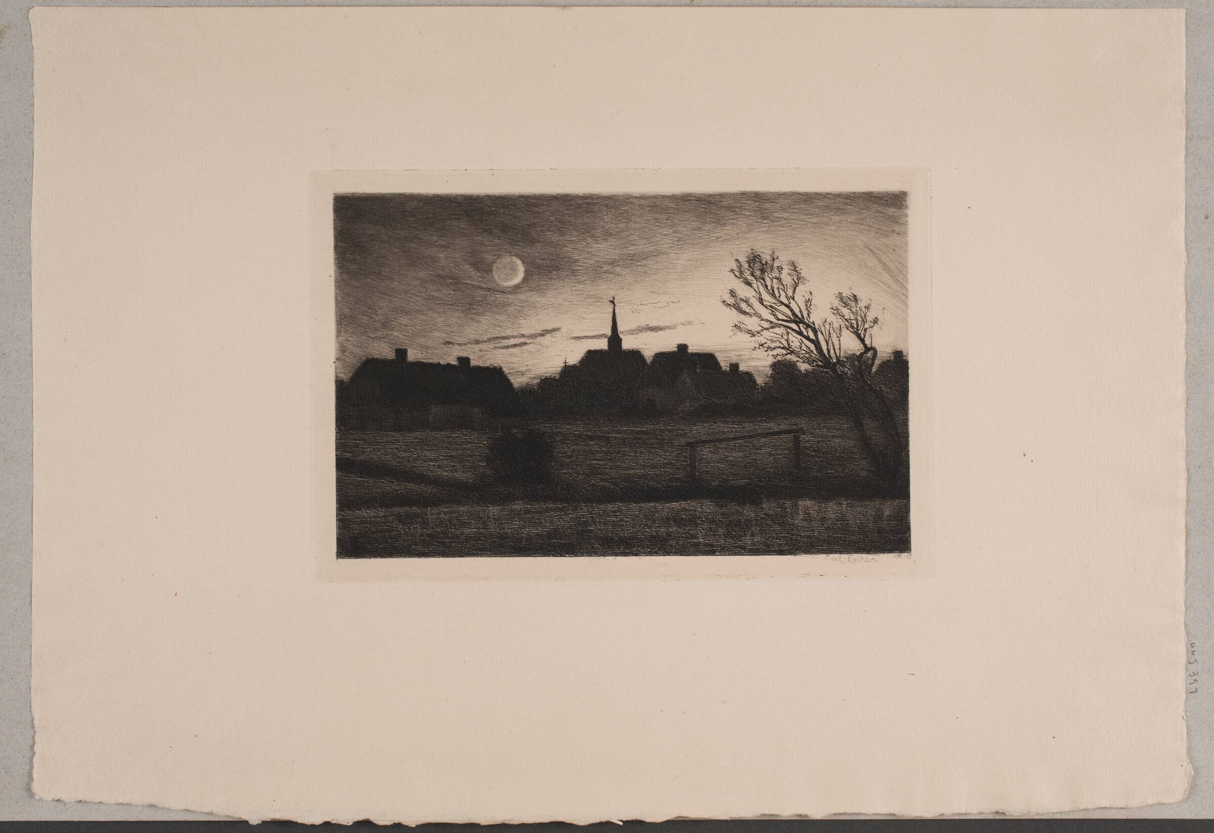 Hornbæk kirke, sommeraften, Carl Locher, 1887