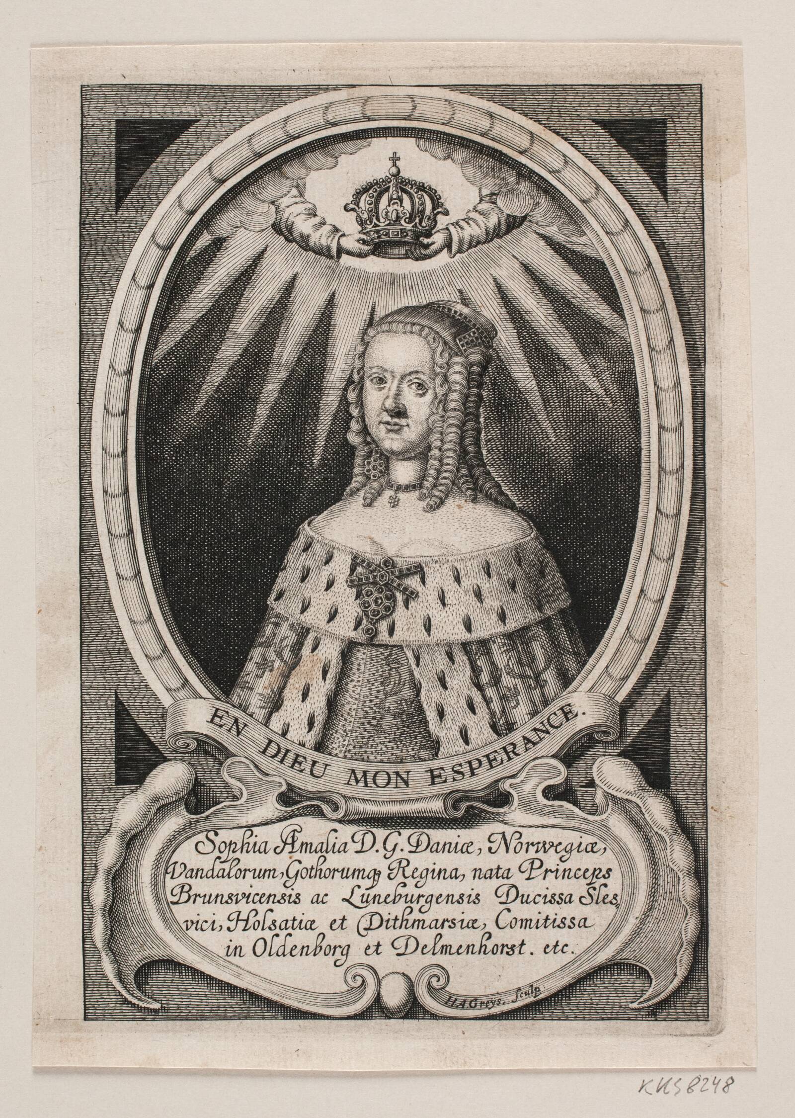 Dronning Sophie Amalie, Hans Andreas Greys, 1648-1656