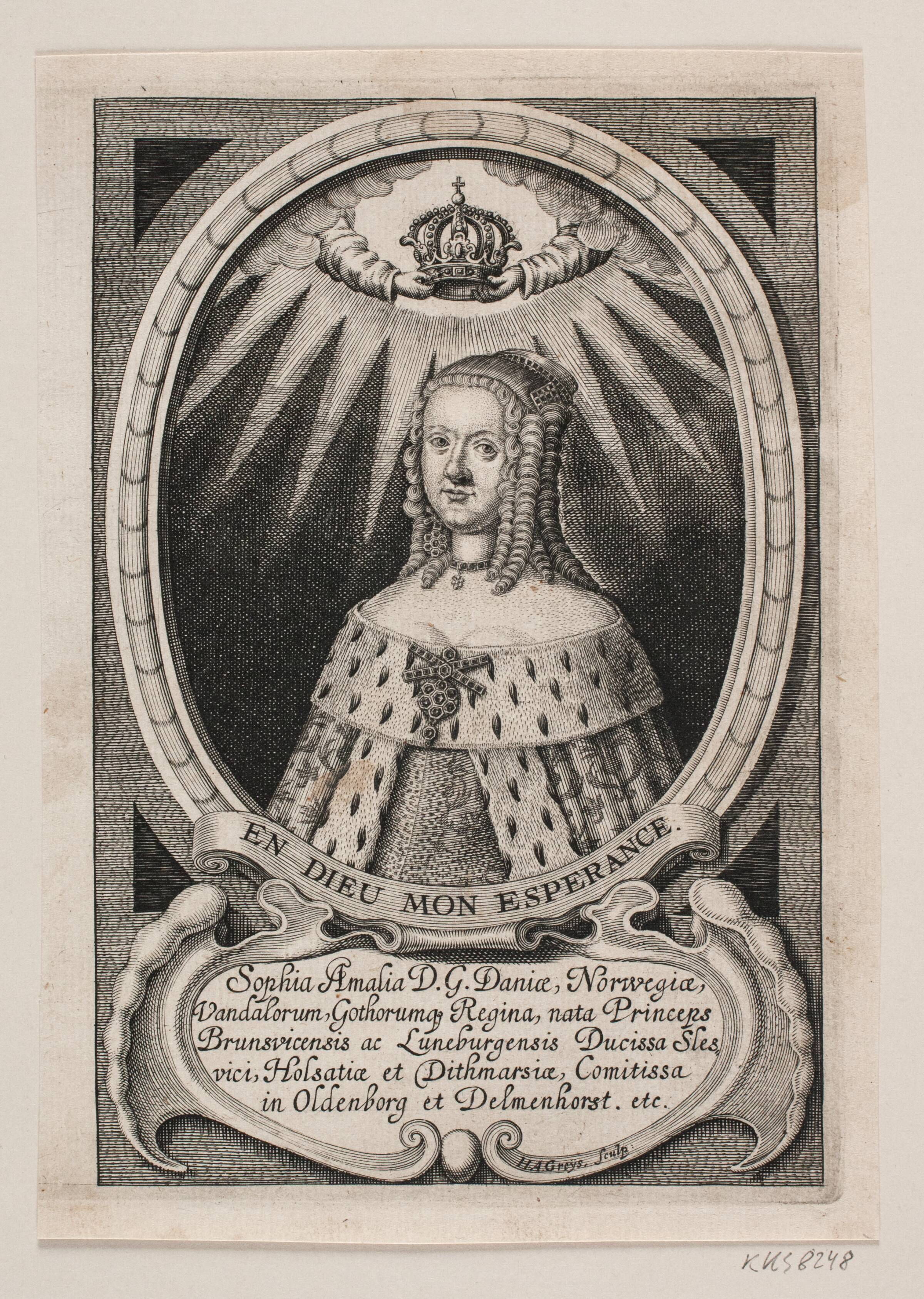 Dronning Sophie Amalie, Hans Andreas Greys, 1648-1656