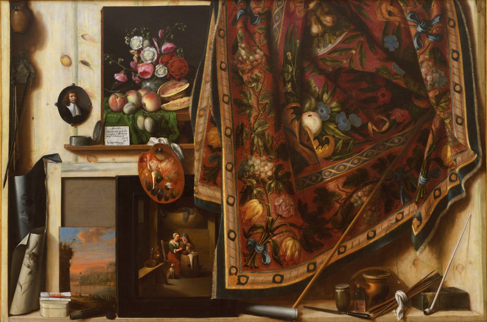 Trompe l'oeil. A Cabinet in the Artist's Studio, by Cornelius Norbertus Gijsbrechts, 1670-1671