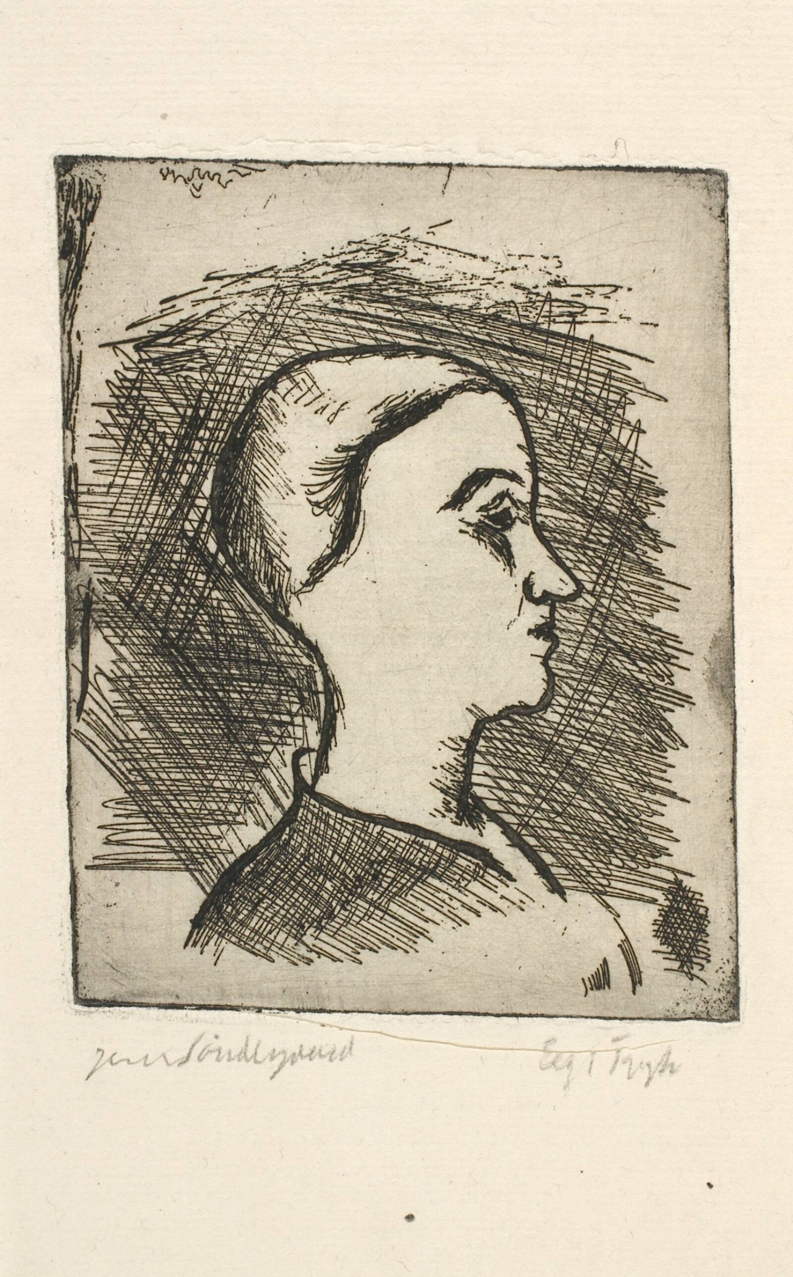 Kvindeportræt i profil, Jens Søndergaard, 1925